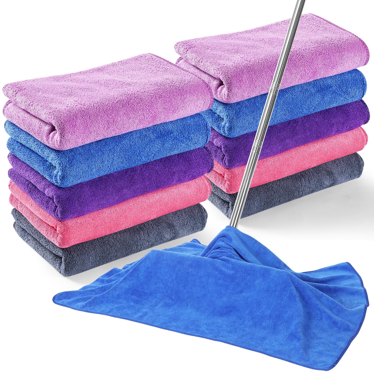 SmoothNovelty 10 Pcs Extra Large Microfiber Cleaning Cloth 30" x 20" Large Floor Microfiber Towel Reusable Washable Free Lint Free Cloth Rag for Squeegee Mop Floor Window Housekeeping(Bright Color)