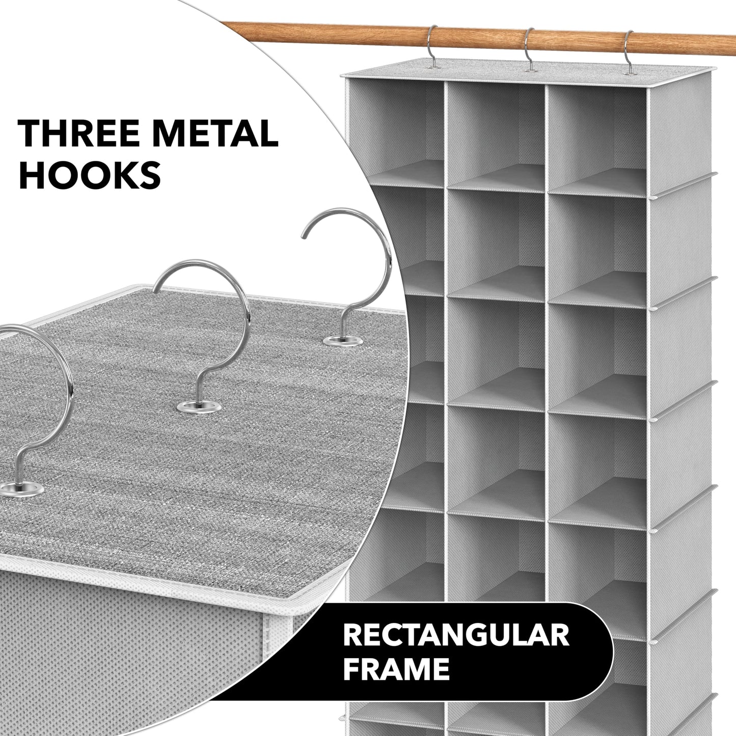 Simple Houseware Hanging Shoe Shelves Closet Organizer Storage, 24 Sections, Grey