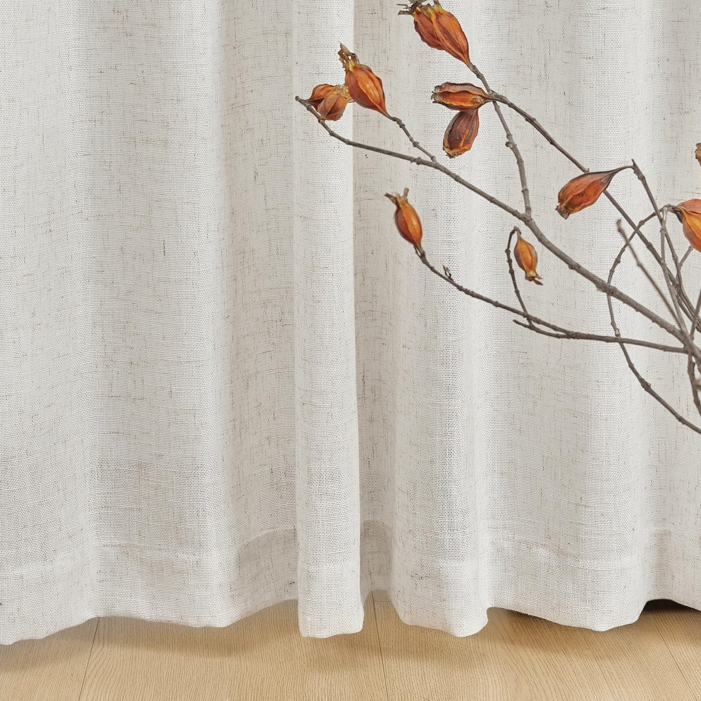 MYSKY HOME Country Curtains for Sliding Glass Door, Back Tab Semi Sheer Curtain Panels Extra Long Floor Length Drapes Linen Texture Soft Touch, 50x108 Inch, Linen, 2 Panels