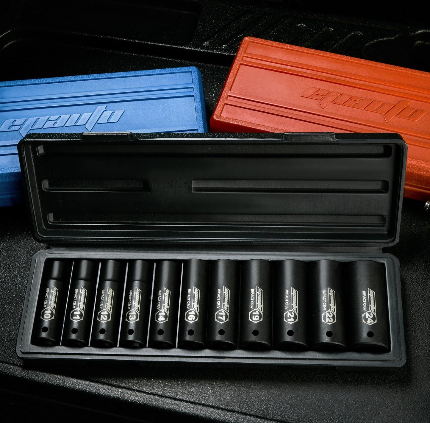 EPAuto 1/2-Inch Drive Metric Deep Impact Socket Set, Cr-V, 11 Sockets