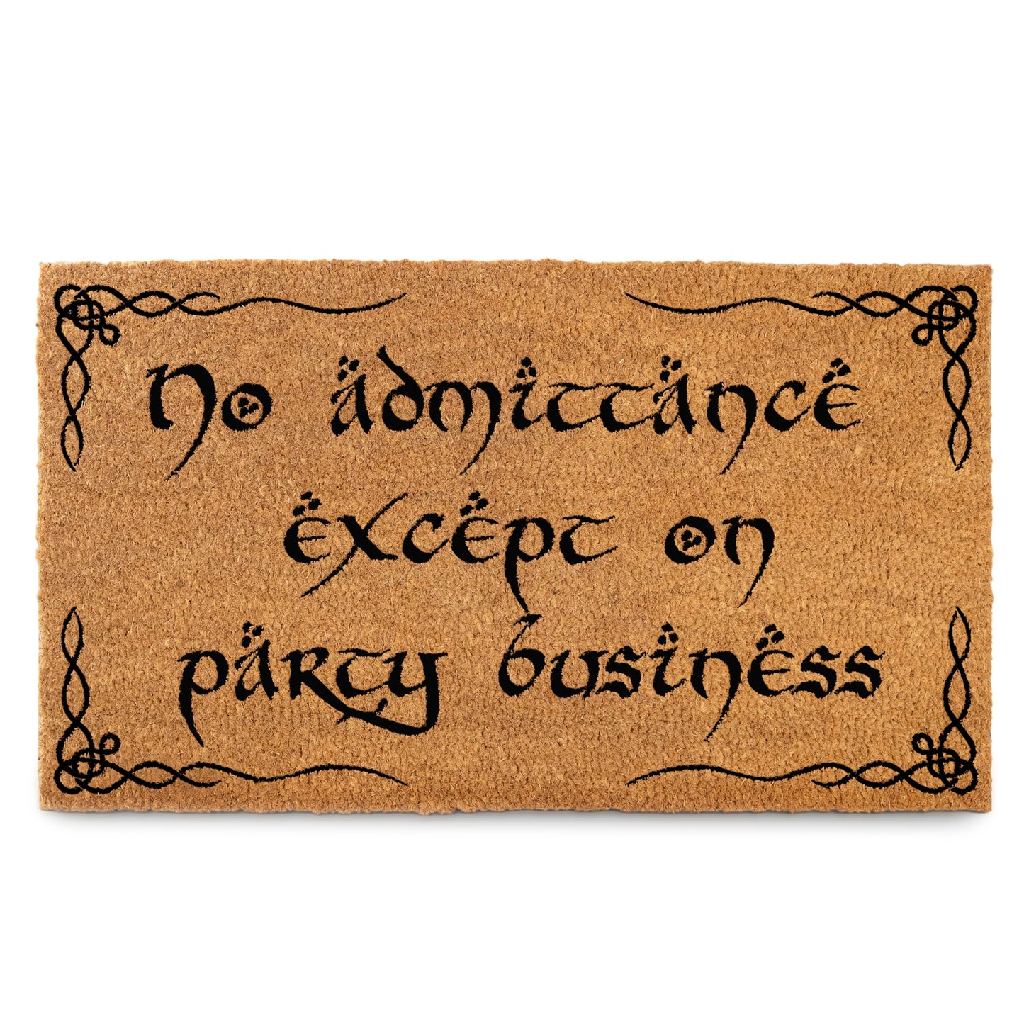 No Admittance Except On Party Business Door Mat Outdoor 30x17 Inch, Nerd Welcome Mat Outside Entrance for Covered Porch or Patio, LOTR Gift