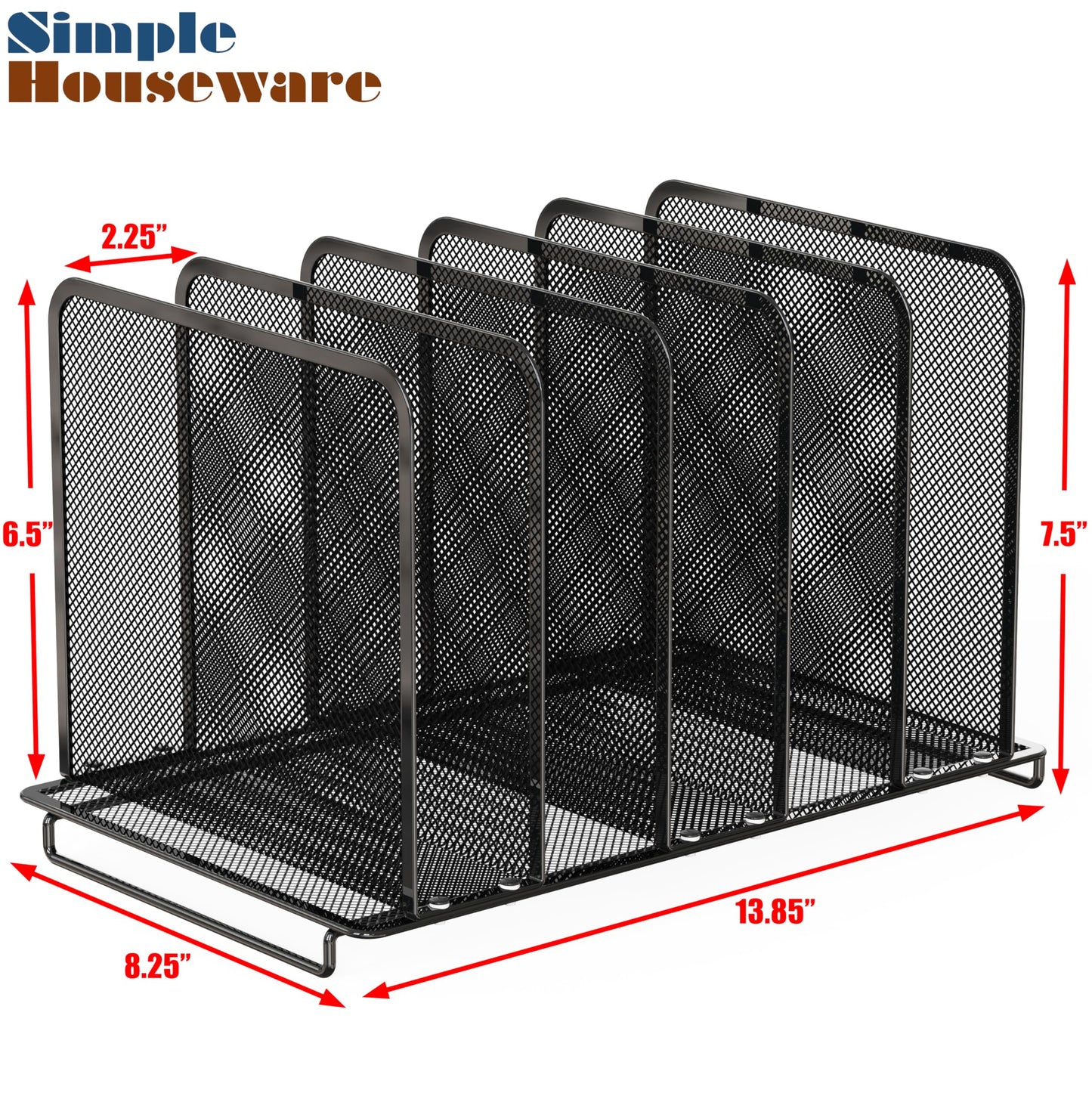 Simple Houseware Desk File Folder Expandable Sorter with 5 Section Upright, 2 Pack, Black