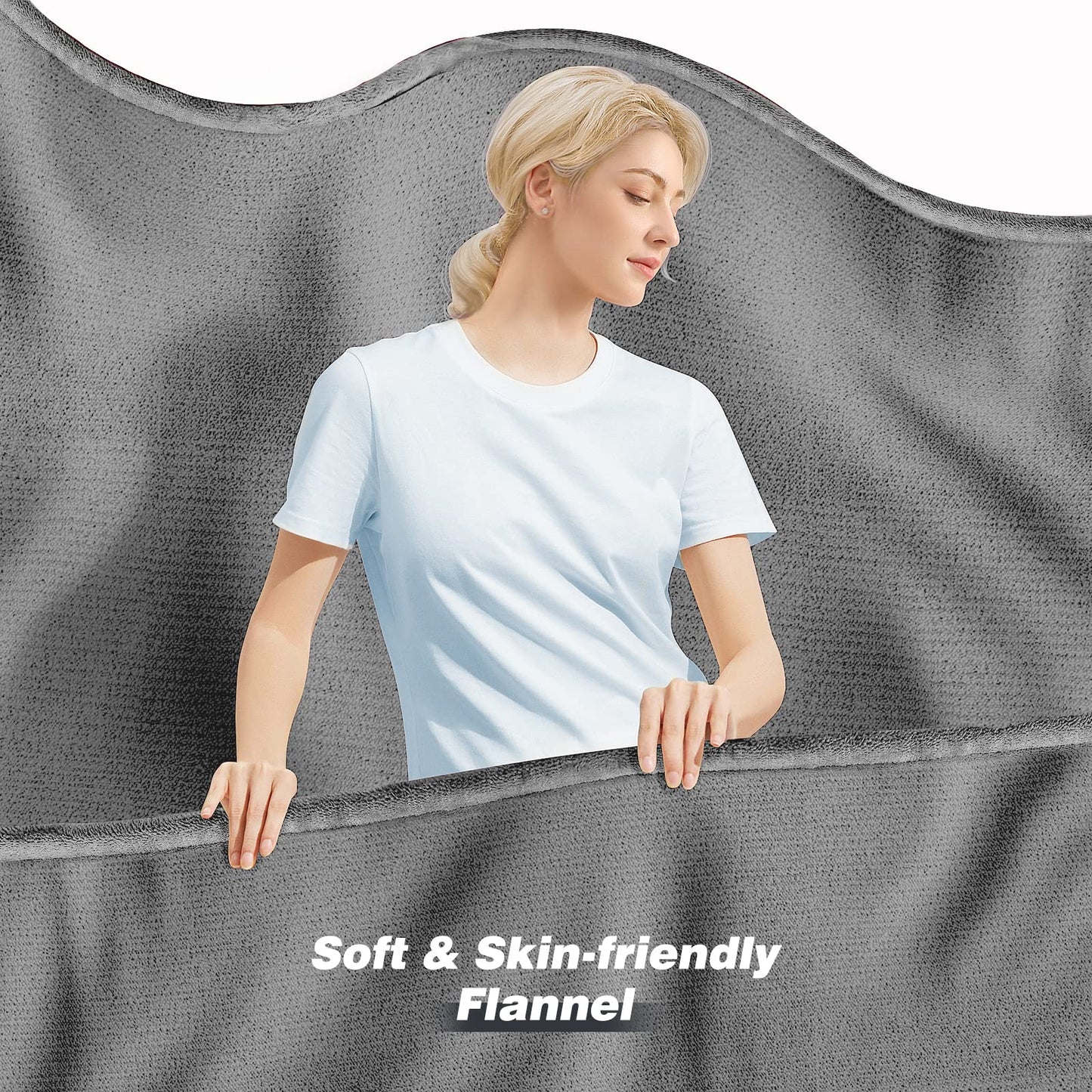 Electric Heated Blanket Twin Size 62"x84" - 1-10 Hour Timer, 6 Heat Settings, Machine Washable, Overheat Protection, Fast Heating Flannel Blanket for Home, Bed & Couch Use
