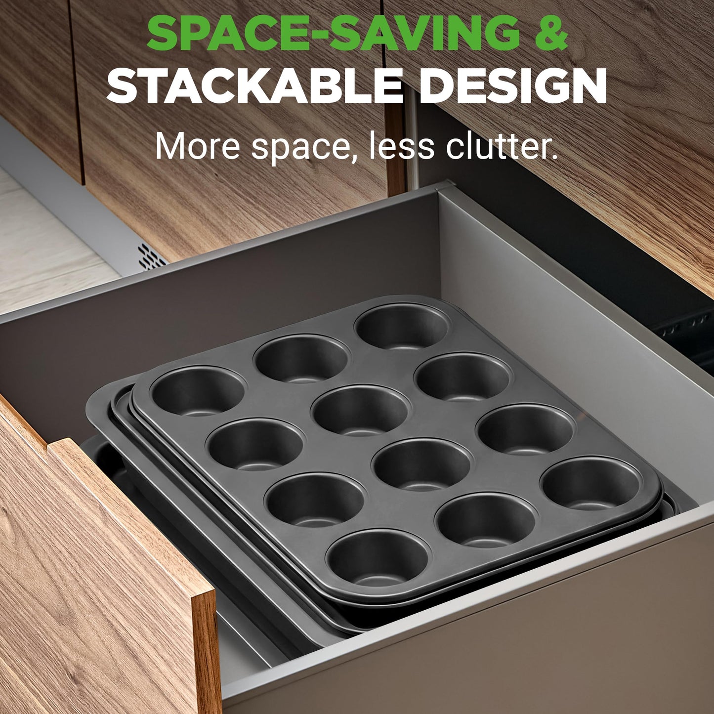 NutriChef Bakeware Set, 10-Piece Carbon Steel Nonstick Pans – PFOA/PFOS-Free, Easy Clean, Oven & Dishwasher Safe, Includes Baking Sheets, Muffin, Loaf & Cake Pans and More