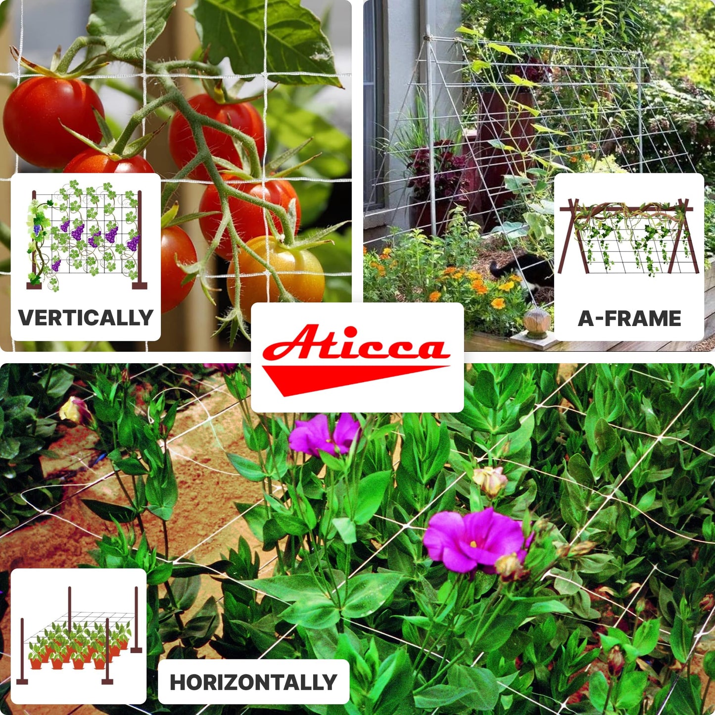 White Trellis Net for Garden 5 ft x 225 ft – Heavy Duty Polyester Trellis Netting Roll with 6 Inch Mesh for Vine Plants, Flowers, Peas and Tomatoes