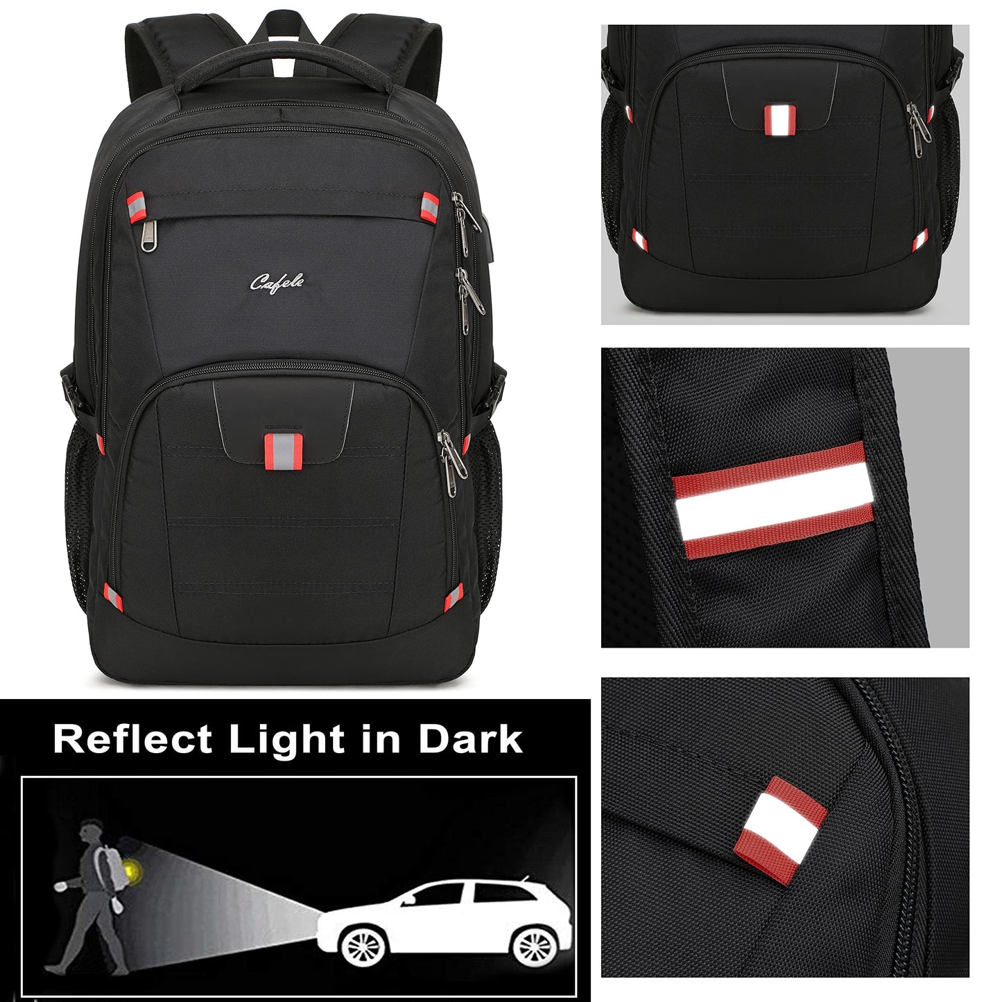 Backpack for Men and Women,School Backpack for Teens,17.3 inch Travel Laptop Backpack,Water Resistant College Bookbag Sturdy Computer Rucksack,Business Casual Daypack,Black