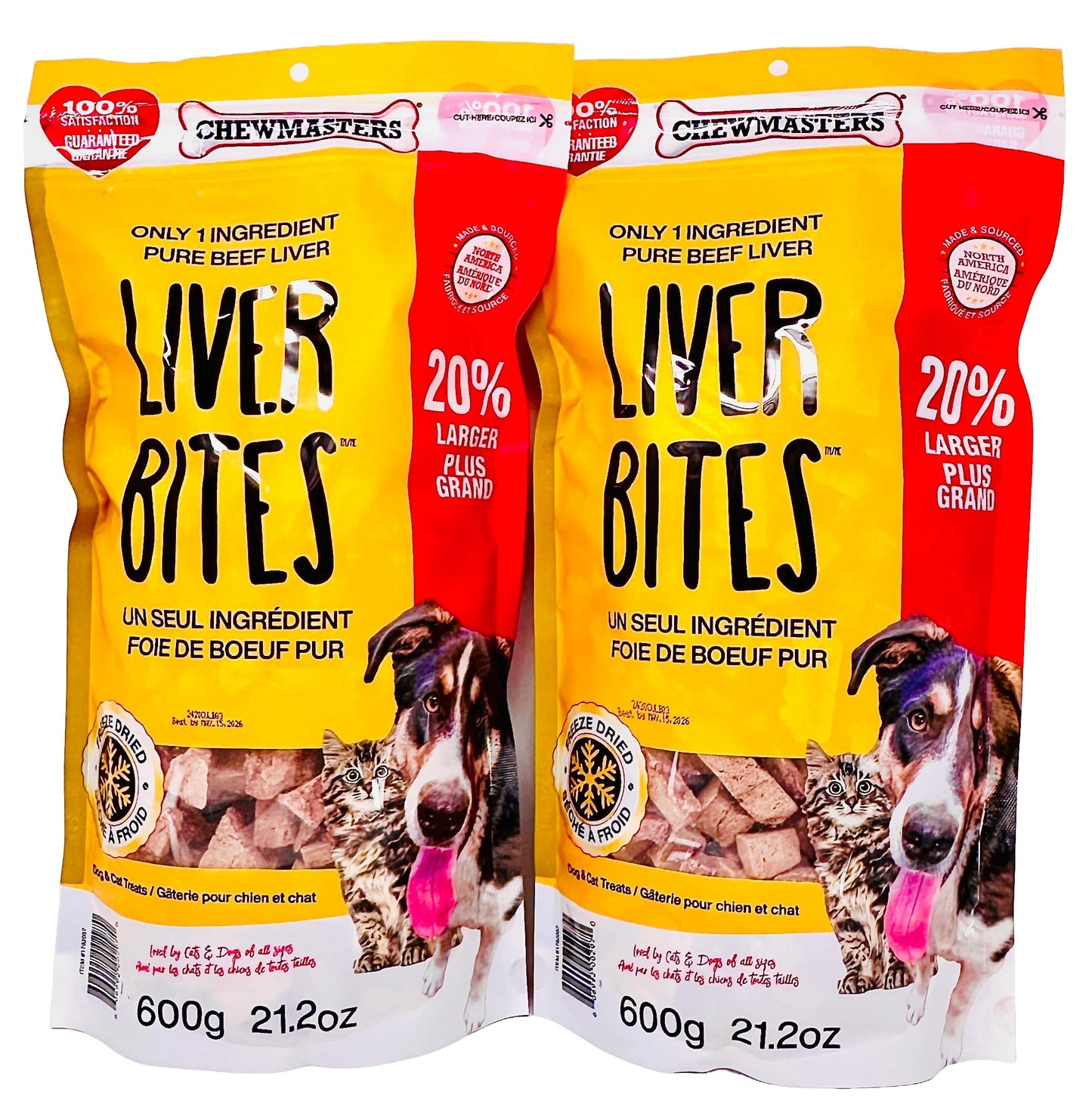 Chewmasters Freeze Dried Beef Liver Bites Dog Treats, 600g (21.2 oz) (2)