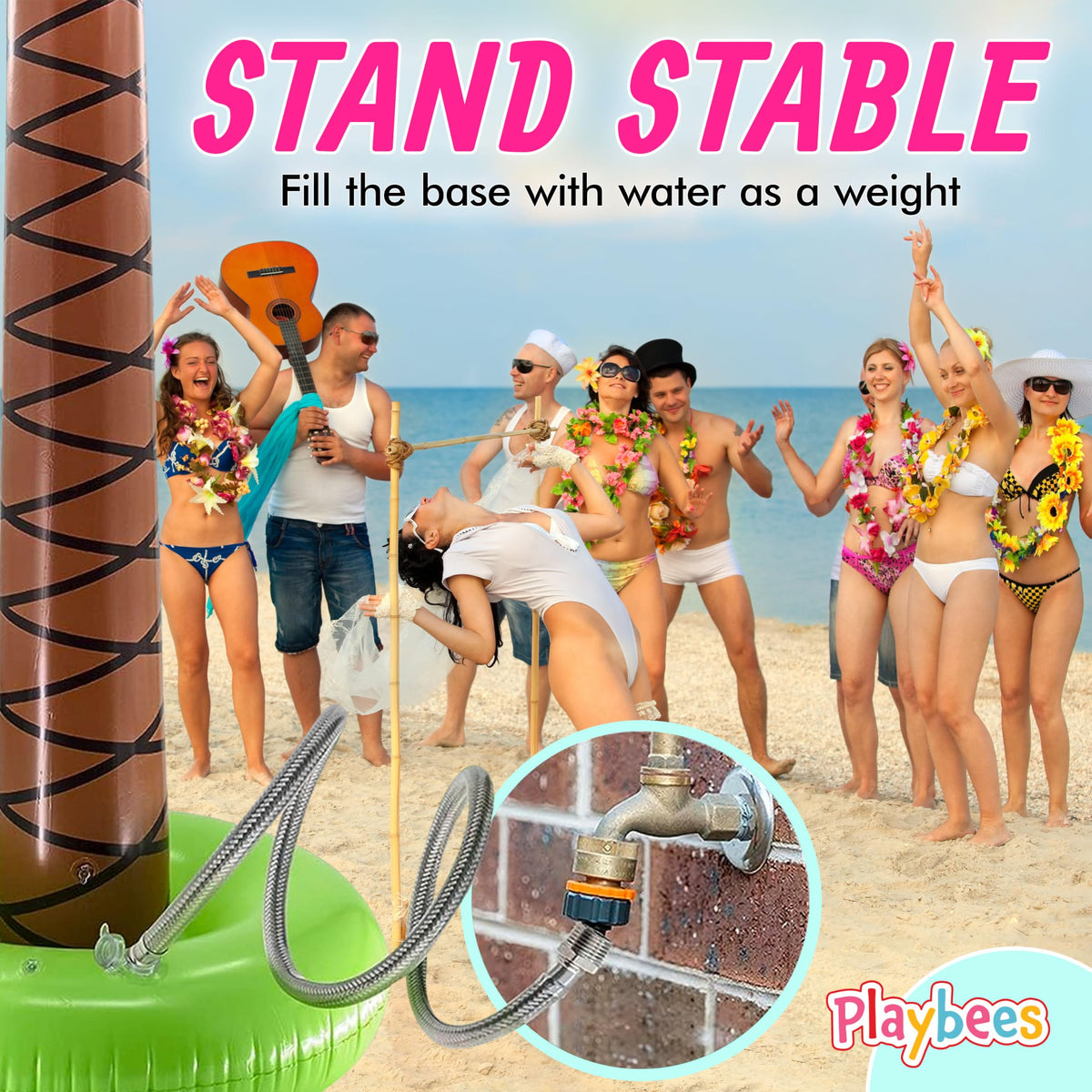 Playbees Giant Inflatable Palm Trees - 4 Pack - 6 Foot Super Sturdy Artificial Trees for Luau Parties, Beach Decor, Poolside Ambiance, Tropical Theme Decor & Outdoor Fun, Easy Inflation