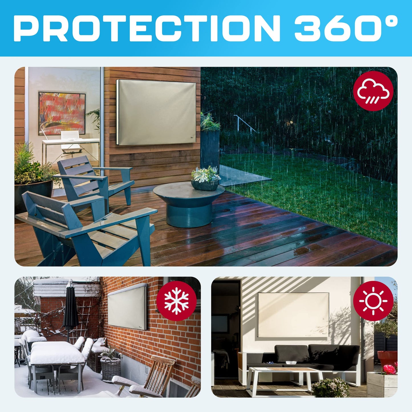 Outdoor TV Cover 65 Inch, Waterproof & Weatherproof | Outdoor TV Enclosure | SmartShield Screen Protector | TV Display Protectors – Beige
