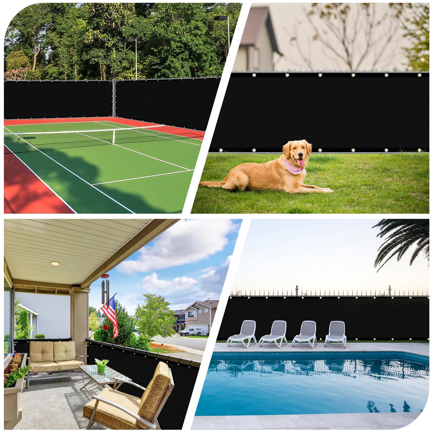 iCover 4x50ft (1.2x15.2m) Fence Privacy Screen, Heavy Duty Privacy Fence Screen, Outdoor Shade Cloth Mesh Barrier, Cable Zip Ties Included, Black