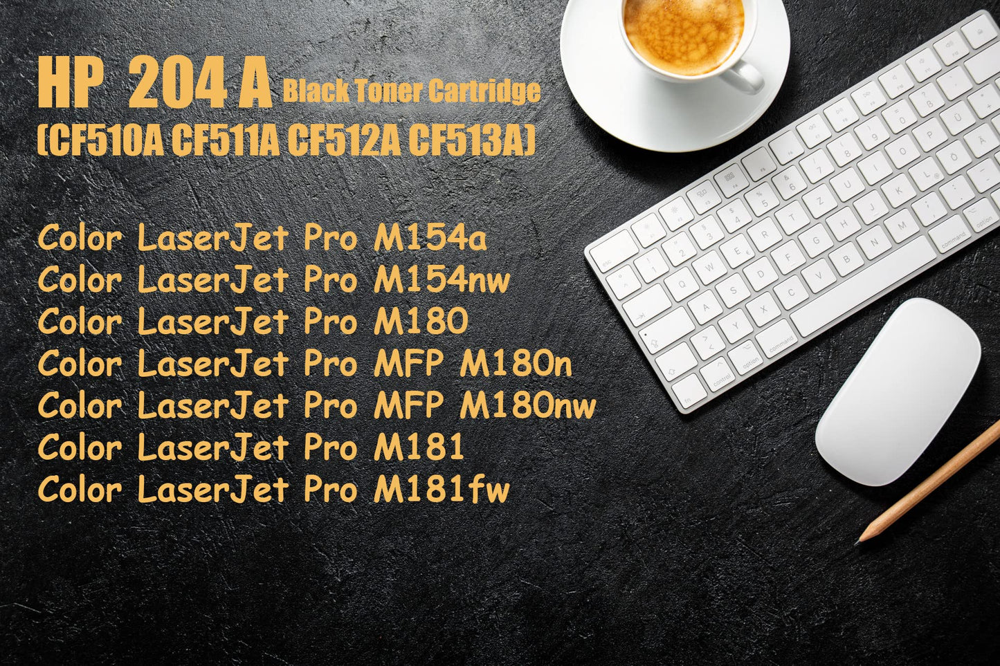 Ultra Toner® Compatible Replacement for HP 204A CF510A Black Toner Cartridge Work with CF511A CF512A CF513A (New CHIP) for Color LaserJet Pro M154a M154nw M180 M181 M181fw MFP M180n MFP M180nw (2BK)