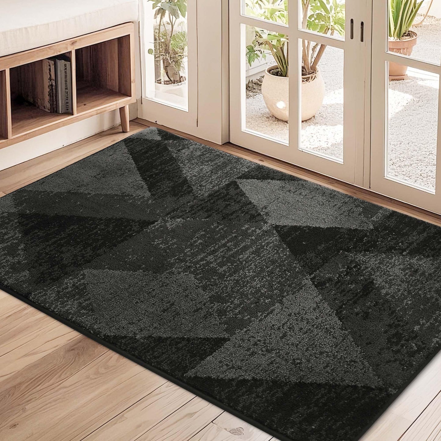 COSY HOMEER Door Mat Entrance, 32"x48" Non-Slip Absorbent Doormat for Front Door, Low Profile Dirt Trapper Entryway Mat, Washable Rugs for Paws & High Traffic Areas, Dark Gray