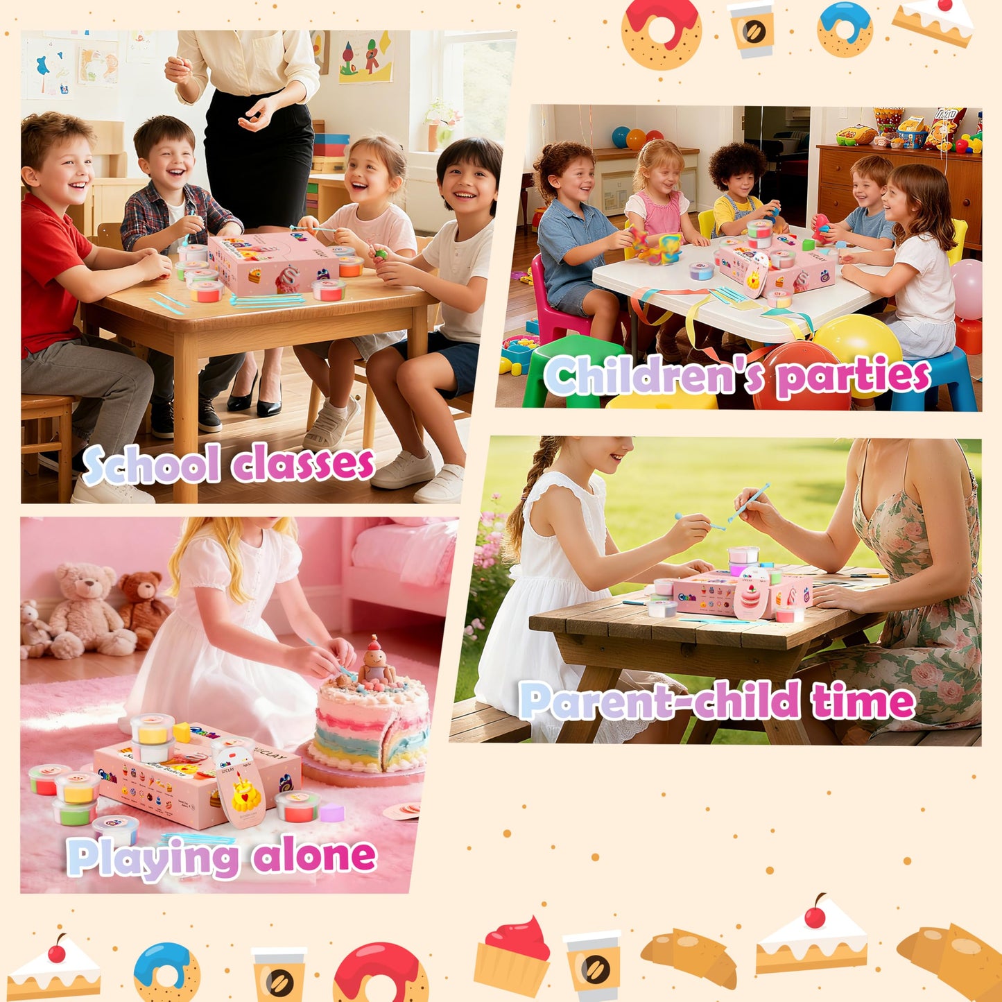 Cake Themed Air Dry Clay Kit for Kids - 12 Boxes Ultra Light Model Magic Clay, Soft DIY Modeling Clay with Sculpting Tools & Tutorials, Arts and Crafts Gift for Girls and Boys