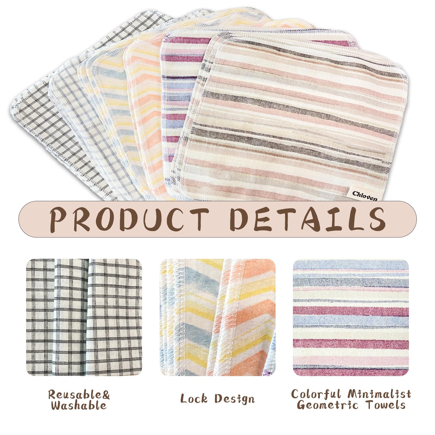 Chloven 30 Pack Reusable Paper Towels, Highly Absorbent Cotton Cloth Washable Paper Towels for Kitchen, Eco Friendly Paperless Towels & Napkins Alternative, Reusable Hand Towels Roll