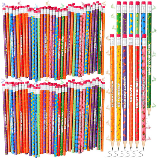 120 Pcs Wooden Pencils with Eraser Bulk, Scented Inspirational Pencils Student Colorful Fruit Pencils Cute HB Pencils Wood Graphite Pencil for Girls Kids Boys School Students Gifts Supplies