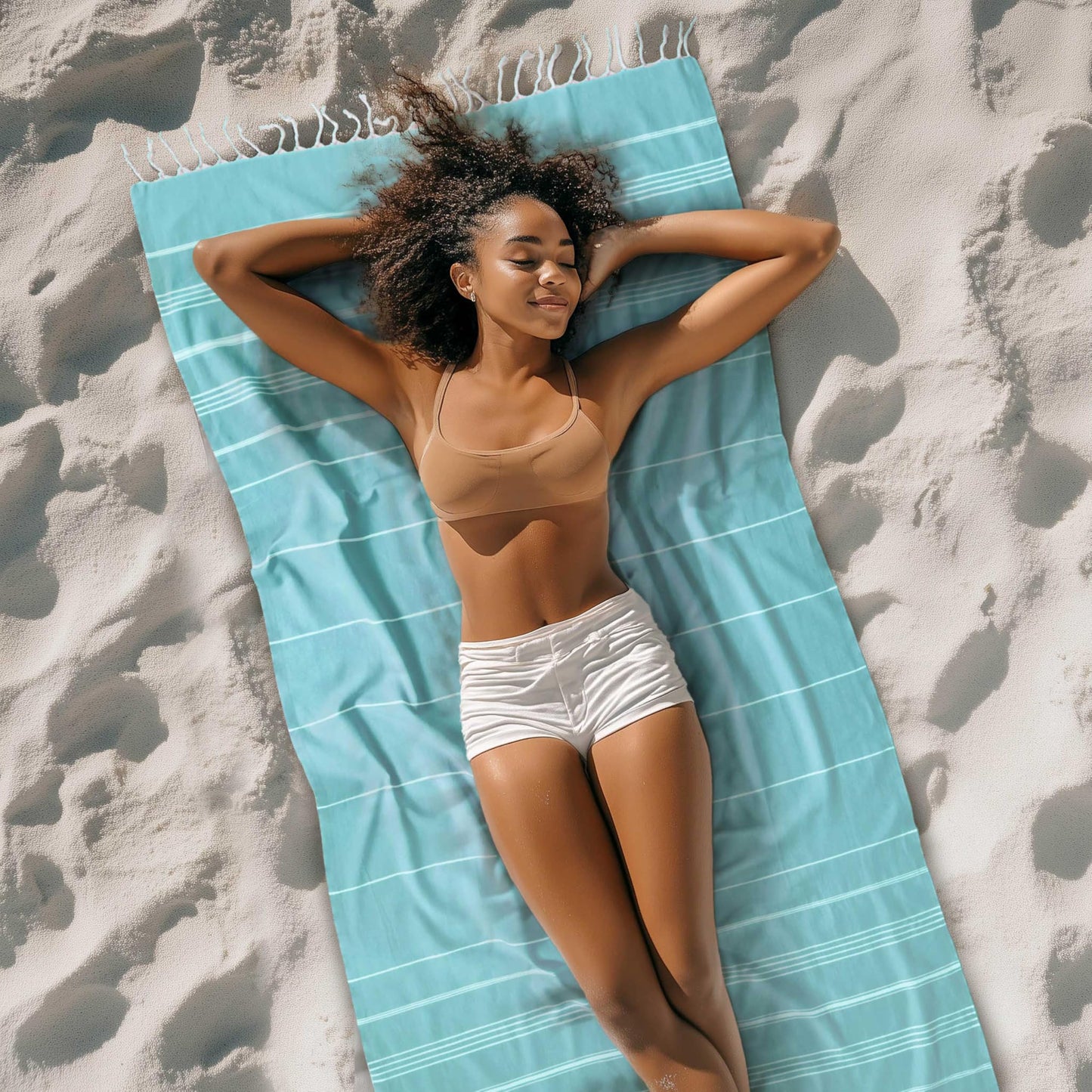 CACALA Pure Series Turkish Bath Towels – Traditional Peshtemal Design for Bathrooms, Beach, Sauna – 100% Natural Cotton, Ultra-Soft, Fast-Drying, Absorbent – Warm, Rich Colors with Stripes Aqua