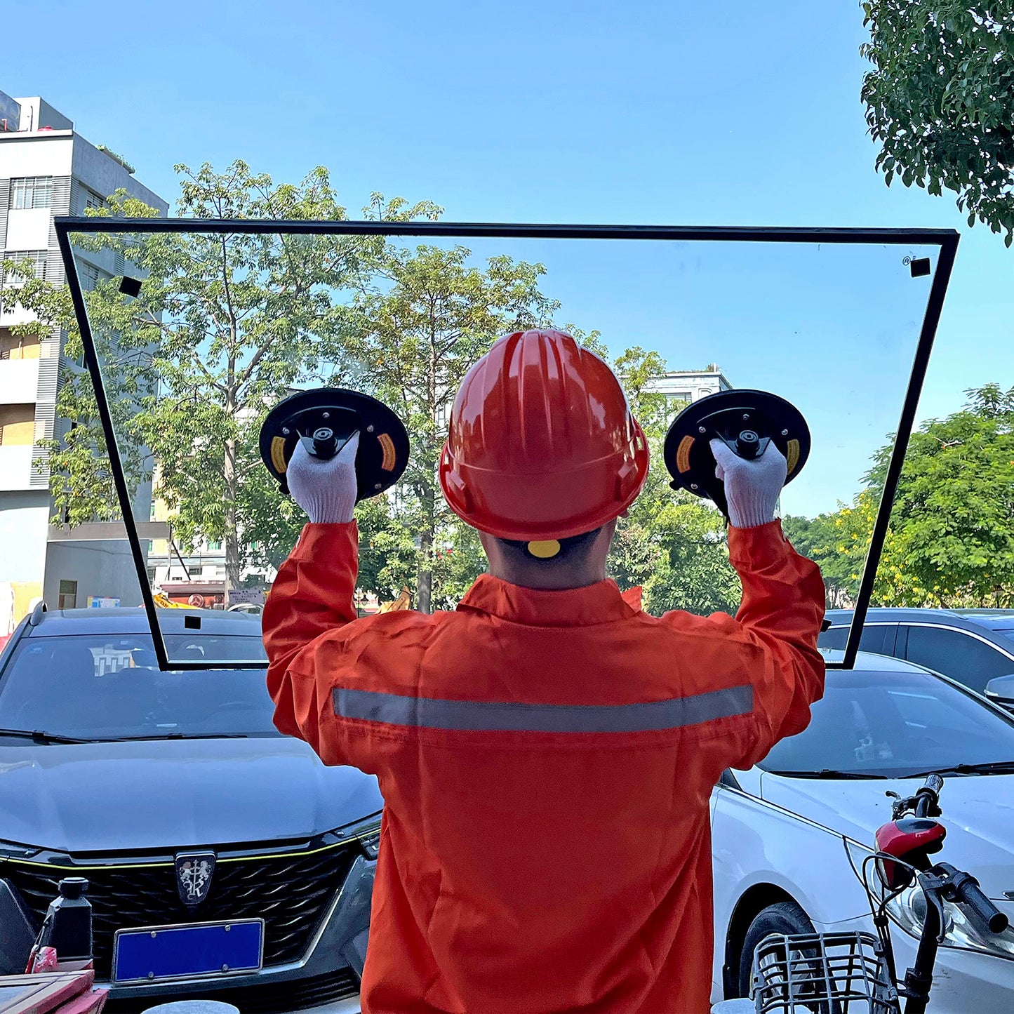 8" Heavy-Duty Glass Suction Cups 2 Pack with Carrying Case - Industrial Tile Suction Cup Tool for Lifting Large Glass, Granite, Windows & Windshield | 700 lbs Capacity Vacuum Suction Cup Lifter