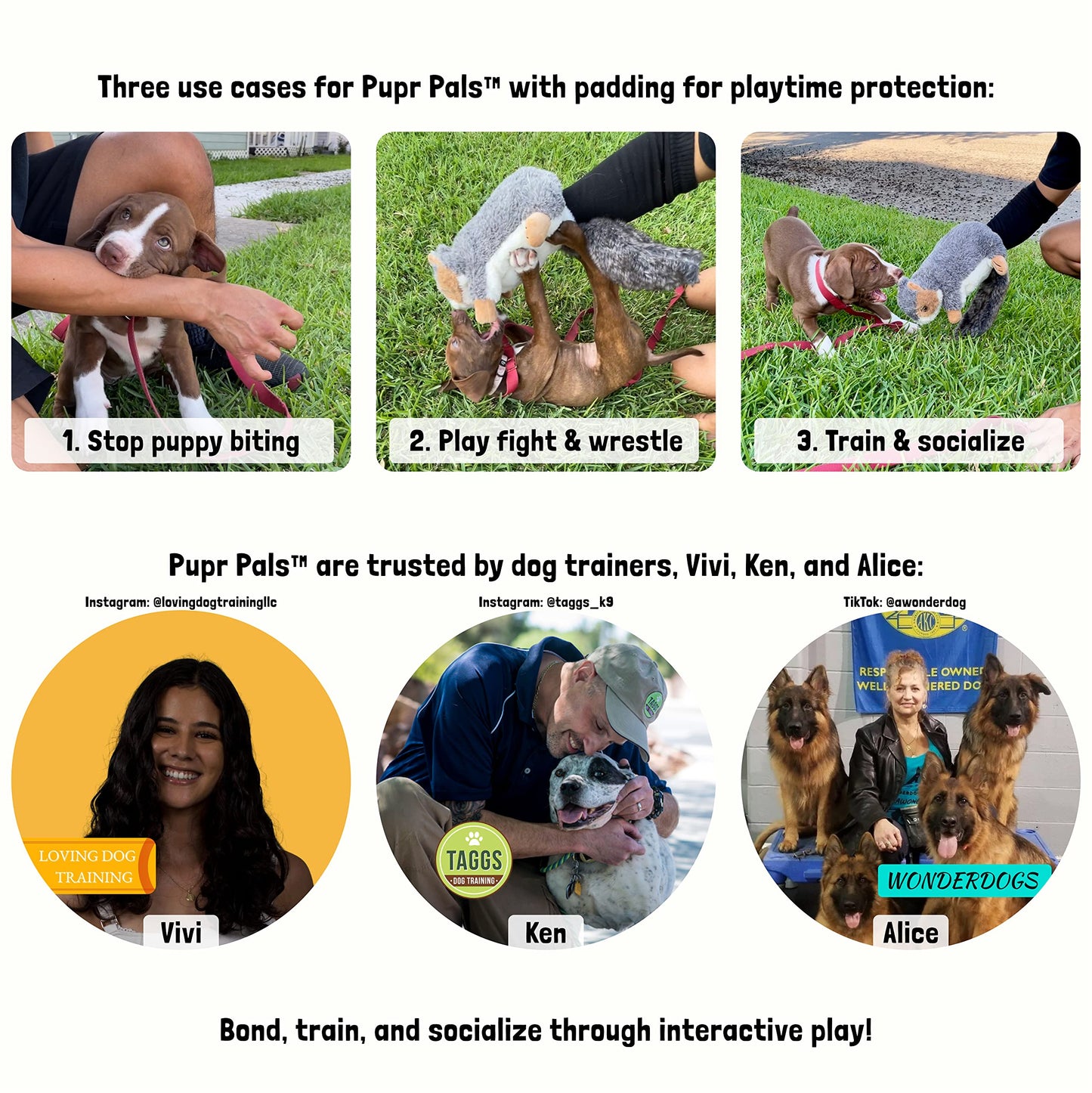Milunova Pupr Pals Dog & Cat Toy Puppet with Tough Padding for Safe Interactive Play, Protection to Stop Puppy Kitten Biting Hands; for Boredom-Busting Training and Exercise