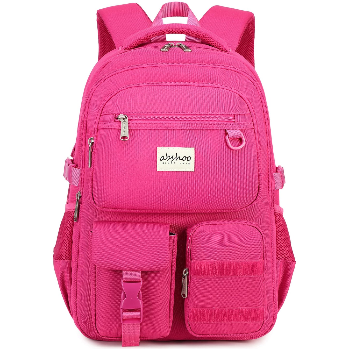abshoo Large Heavy Duty Backpack For School College Bookbag Casual Multi Pocket Travel Backpacks, Hot Pink, 17.7"H, Solid
