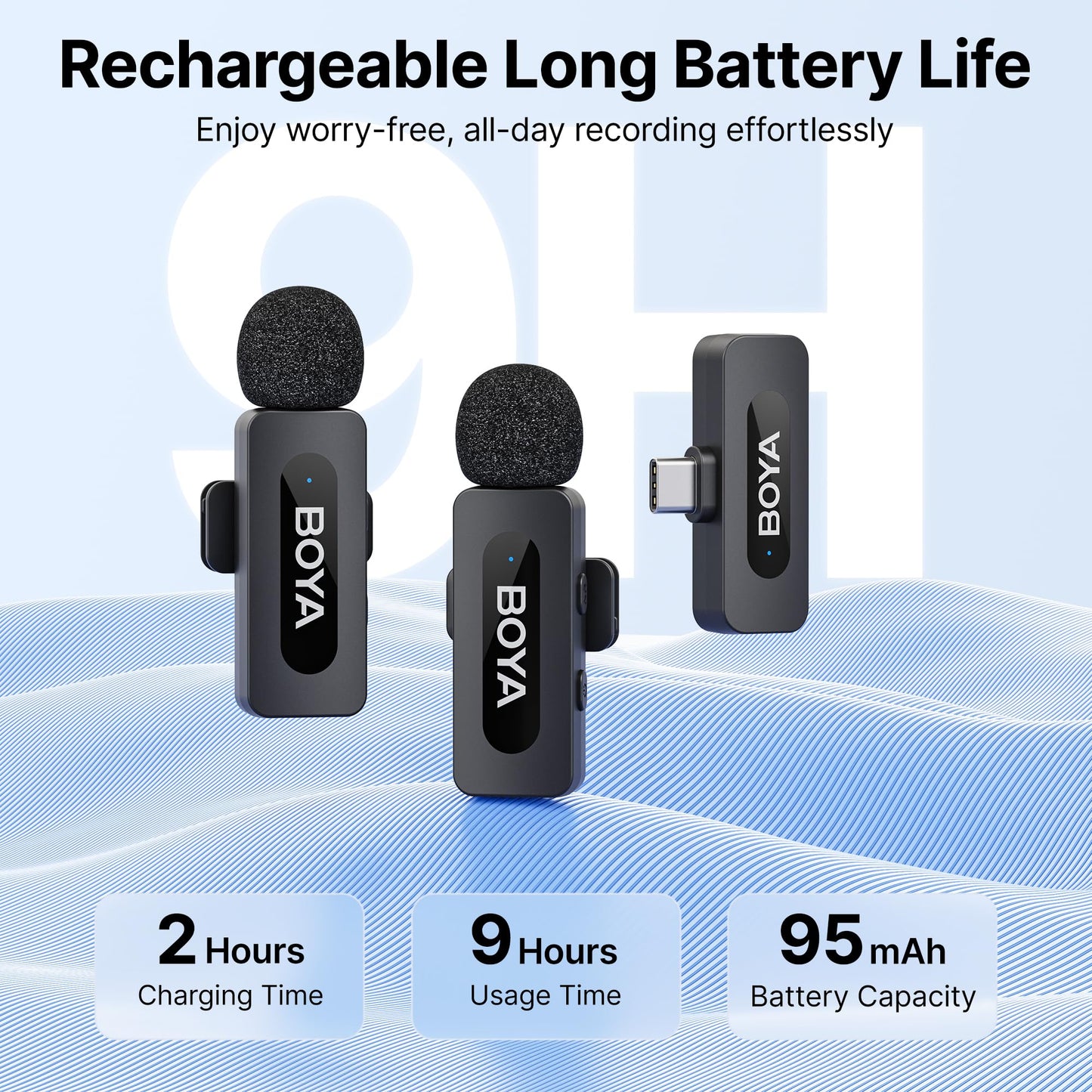 Boya BY-V20 New USB C Wireless Lavalier Microphone for Android PC, 100m Range, Mini Dual Lapel Microphone for Video Recording, Vlog, YouTube, TikTok Video Recording
