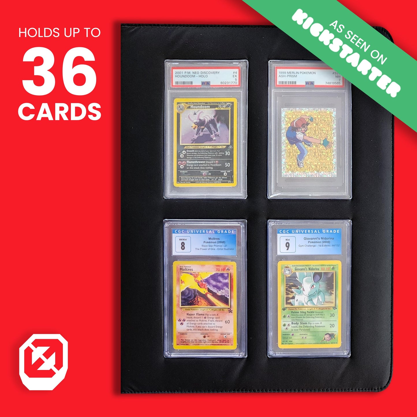 EVORETRO Graded Card Storage Binder – Diamond PU Leather Binder Fits 36 PSA, CGC Slabs, Card Graded Organizer with Zipper Closure for Collectible Protection & Display