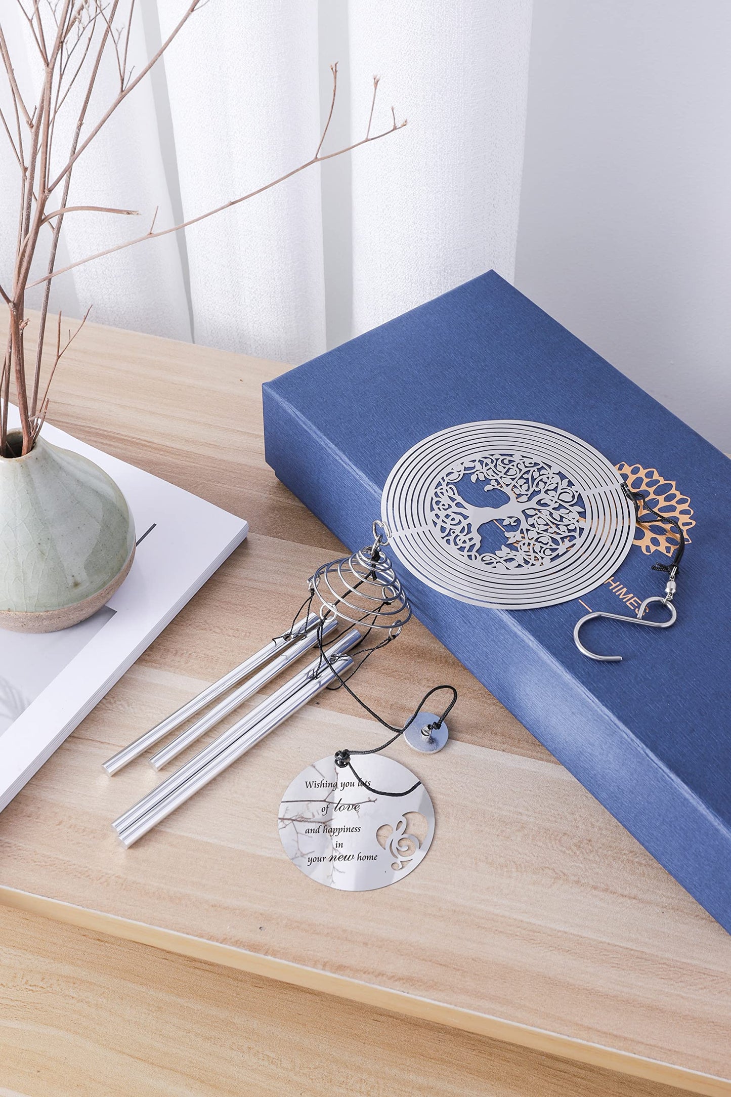 Housewarming Wind Chime with Tree of Life Wind Spinner - Gifts for New House and Homeowners - Couple's Home Warming Gift Ideas