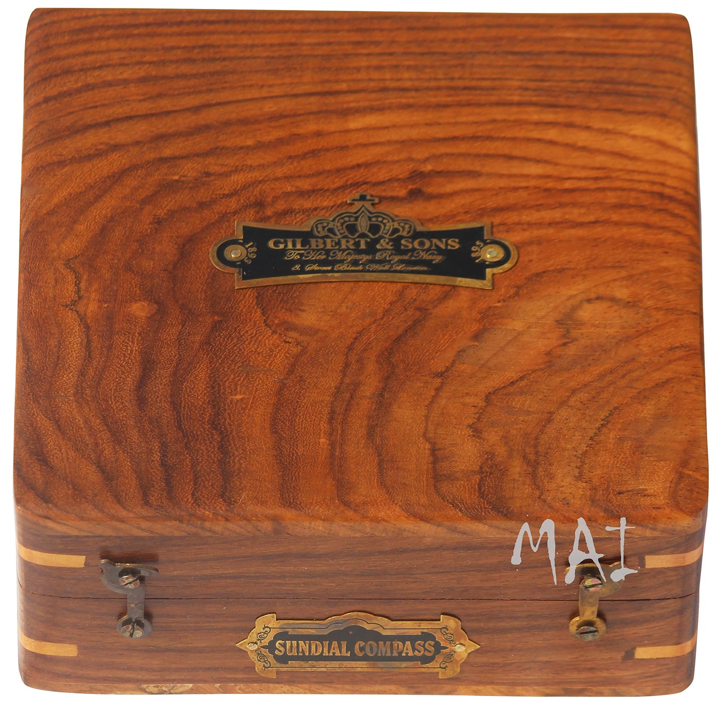 MAI - 5 inch Steampunk Sundial Compass Top Grade Perfectly Calibrated Large Brass Nautical Antique Vintage Style Compass with Wooden Box, birthday, baptism gifts, thanks giving, Valentine’s Day Gift.