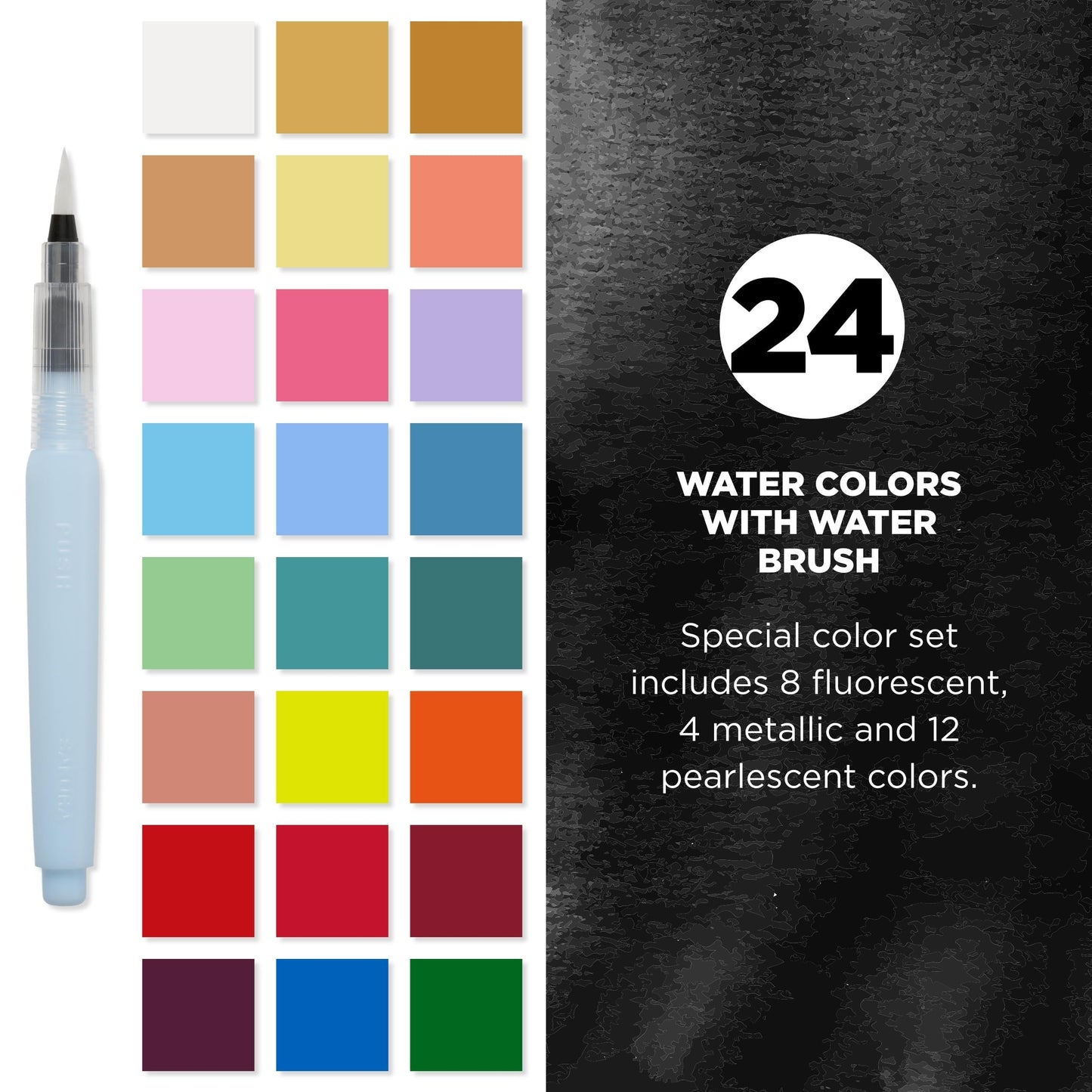 Sakura Koi Pocket Field Sketch Kit Creative Art Colors - Watercolor Sets for Painting On the Go - 24 Unique Colors - 1 Water Brush - 2 Sponges - 1 Mixing Palette