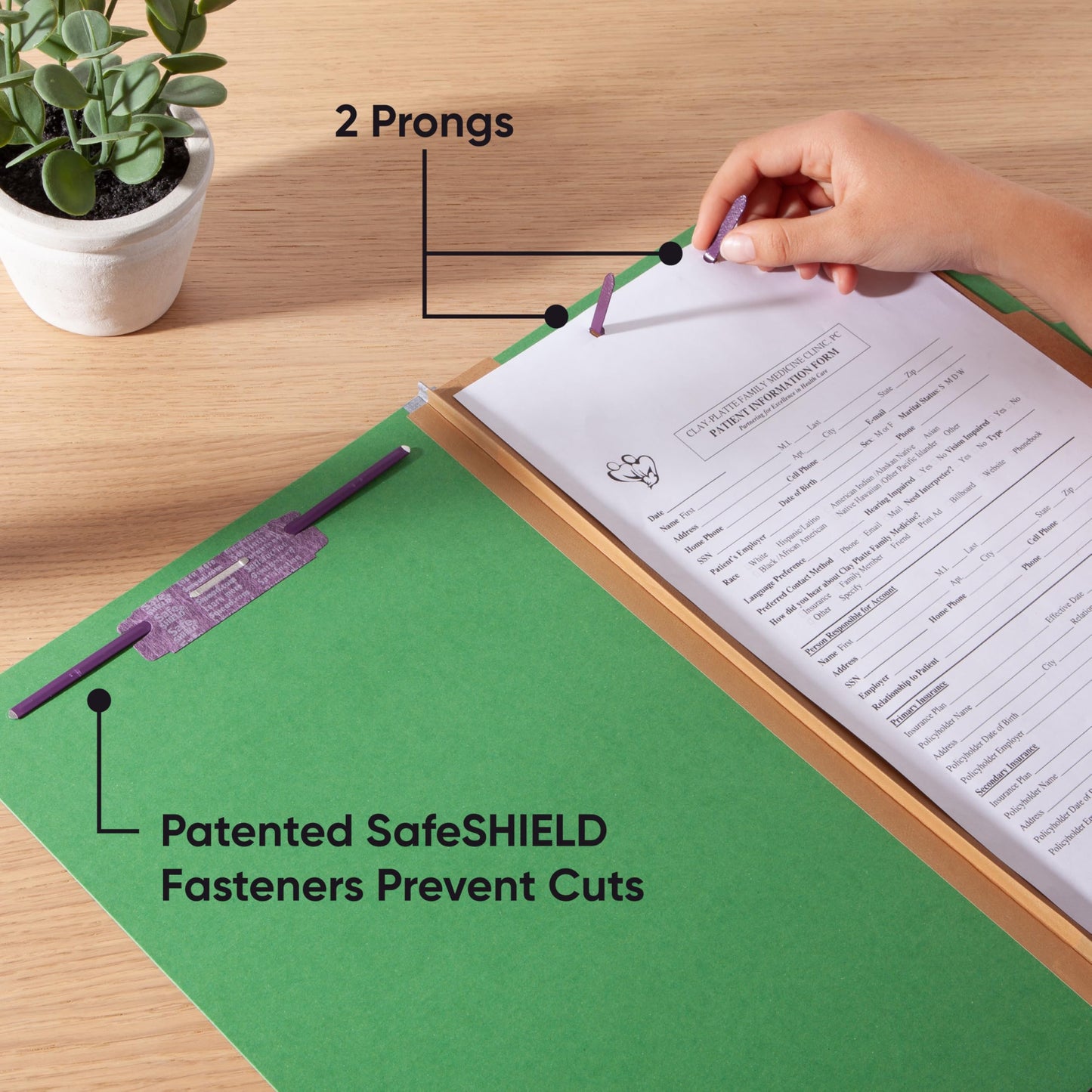 Smead Classification Folder, Legal, 2/5 Right of Center, 2 Dividers, Green, 10 Per Box (19033)