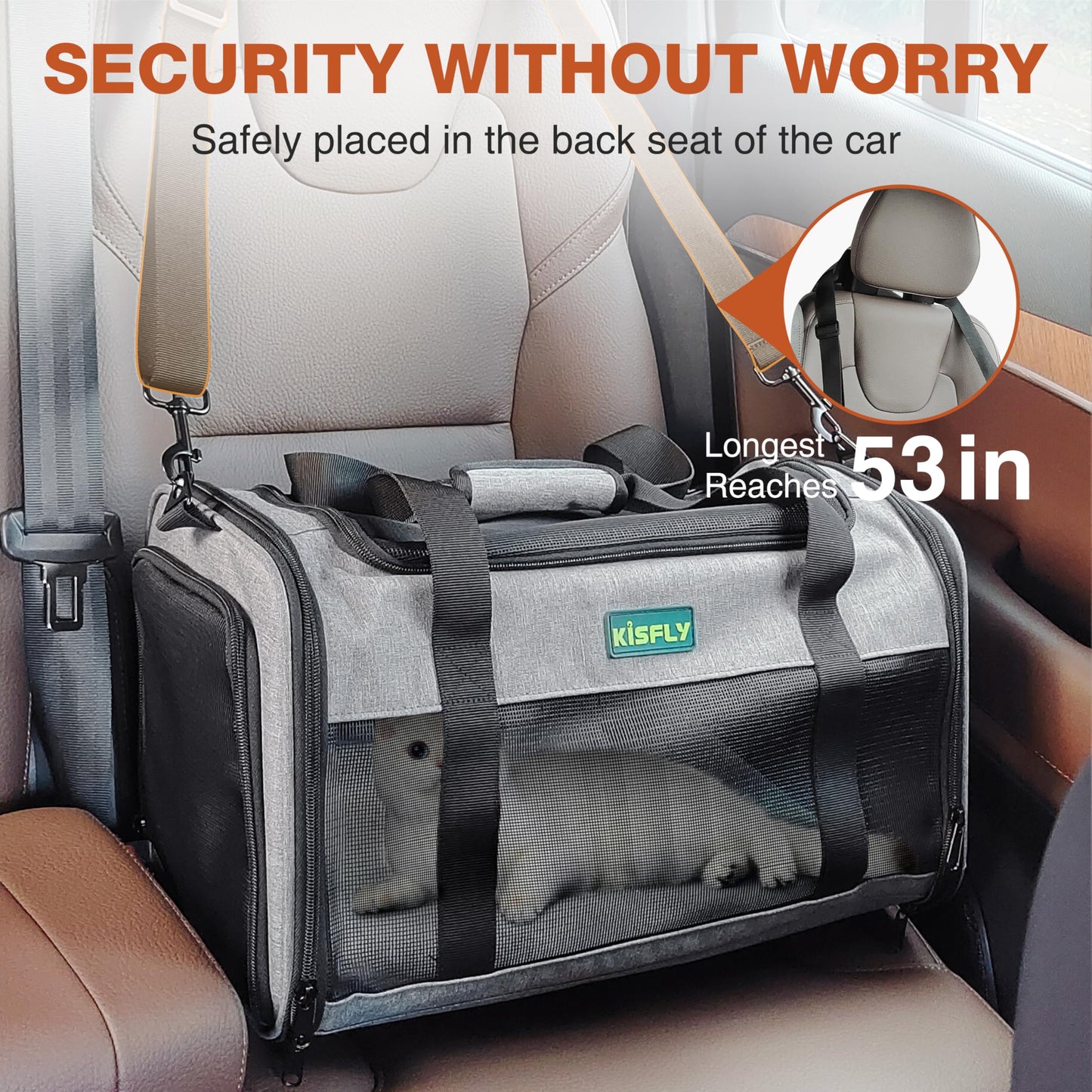 TSA Approved Pet Carrier in Cabin – Portable Travel Bag with Litter Box for Cats, Small Dogs, Kittens, Puppies & Rabbits (17"x11"x9.5"), for Pets up to 12 lbs, Gray