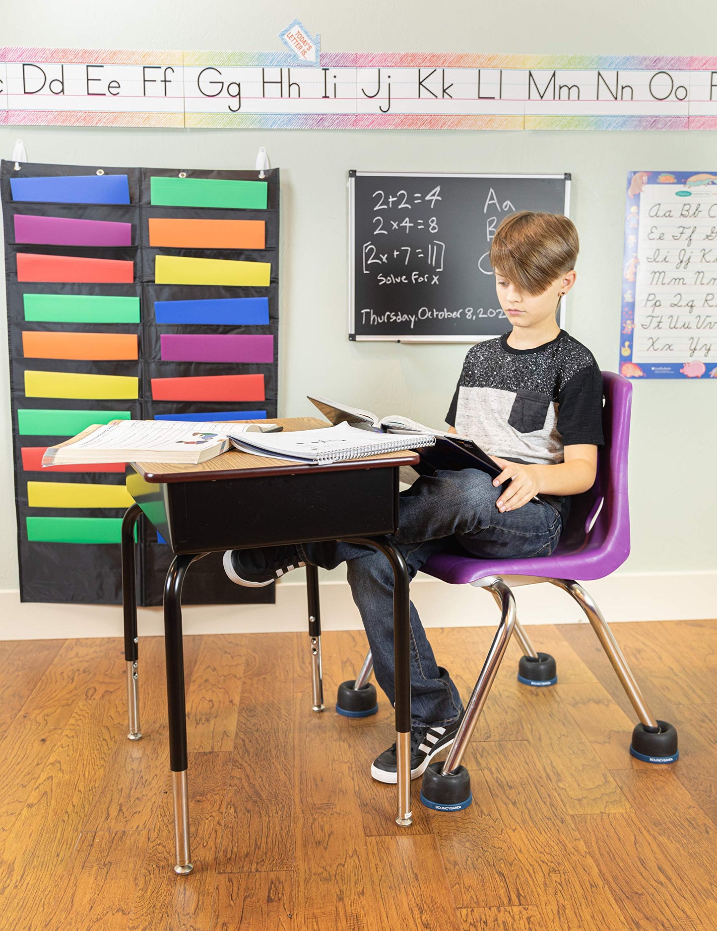 Bouncyband Wiggle Wobble Chair Feet – Transform a Standard School Chair into a Wobble Chair – Chair Feet for Classroom Help Improve Concentration and Calm Children Aged 3+