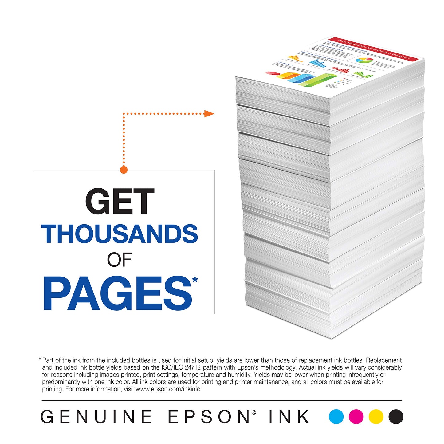 Epson 664 EcoTank Ink Ultra-high Capacity Bottle Cyan (T664220-S) Works with ET-2500, 2550, 4500, 4550, 2600, 2650, 3600, 16500
