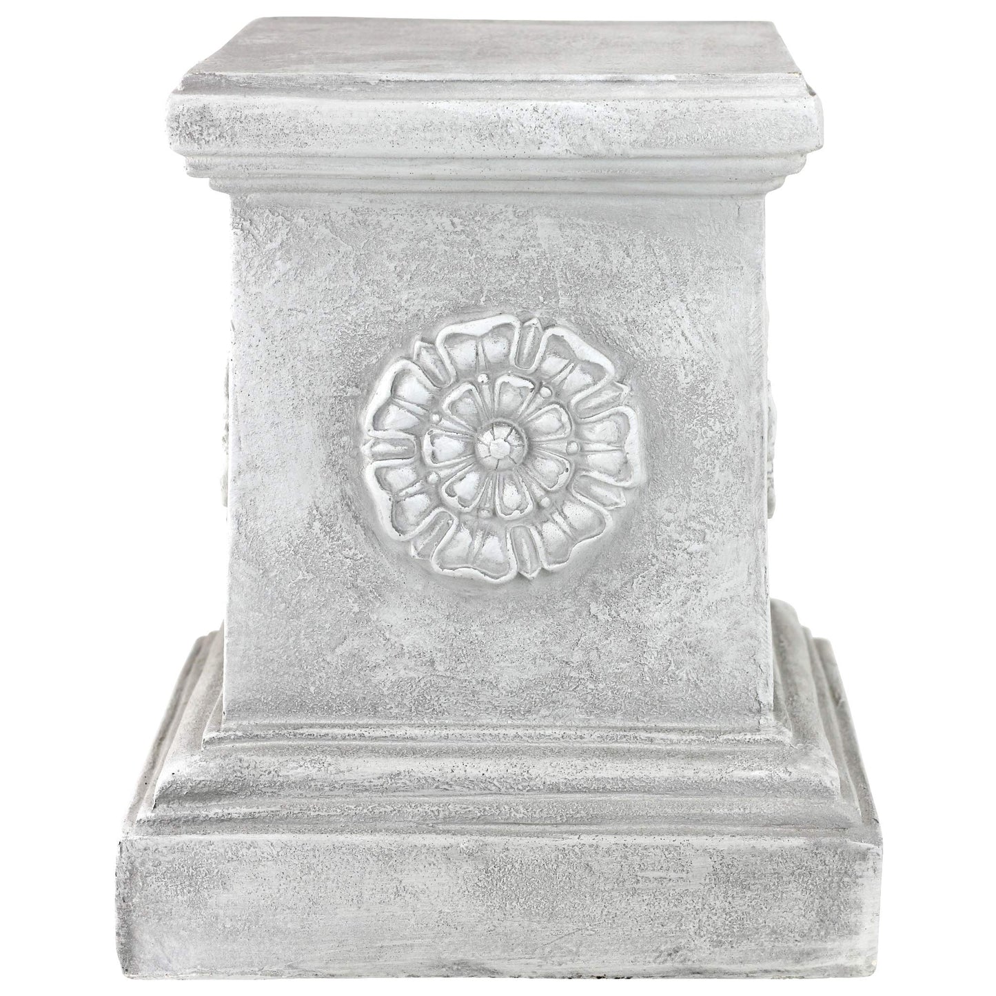 Design Toscano English Rosette Sculptural Garden Plinth Base Riser, Large 33 cm, Polyresin, Antique Stone