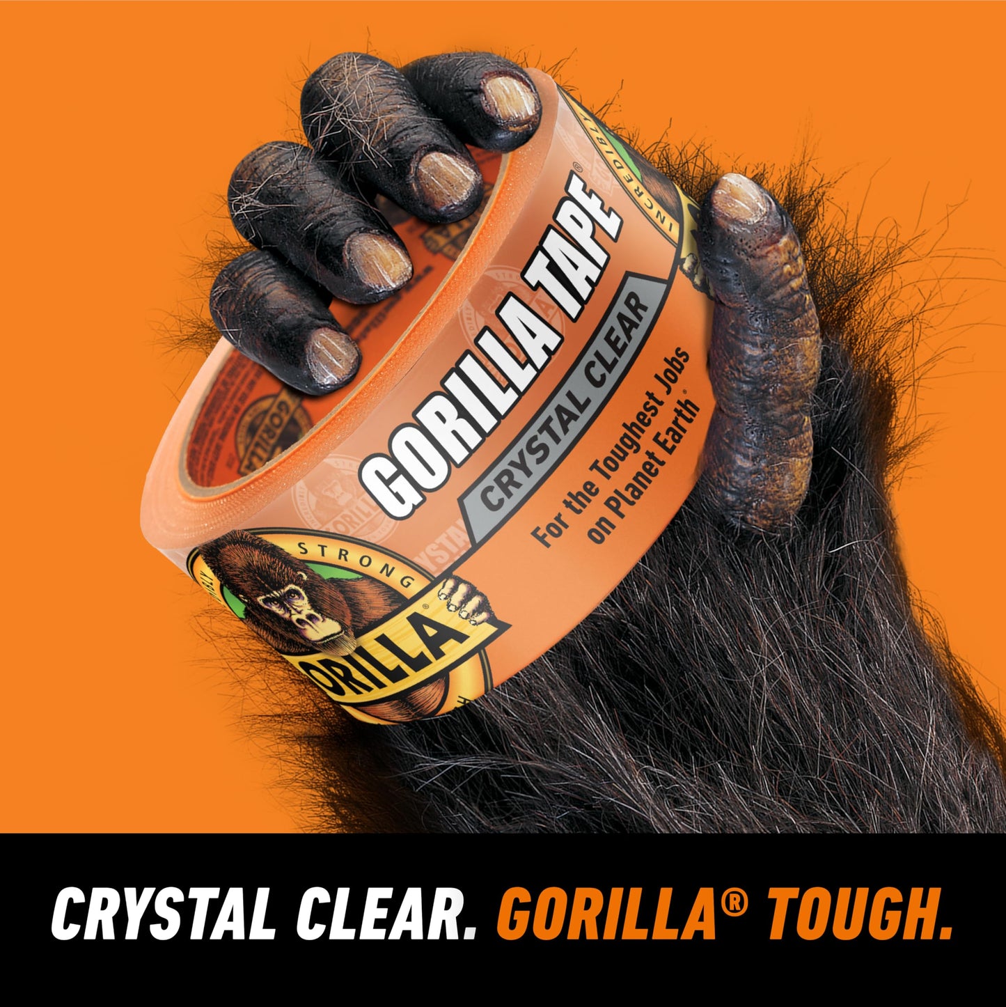 Gorilla Crystal Clear Tape, Duct, Utility, Non-Yellowing, Heavy Duty, Extra Thick Adhesive, Flexible, UV Temperature Resistant, 1.88 in x 18 yd, (Pack of 2)