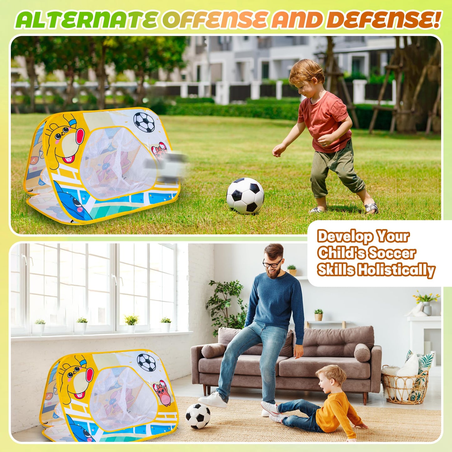 Giant 3-in-1 Bean Bag Toss Game for Kids, Toddler Toys Soccer Goal Board, Dartboard, Outdoor Outside Carnival Combo Set for Backyard Beach Lawn Party Fun, Birthday for Boys Girls 1-3 2-4 4-8