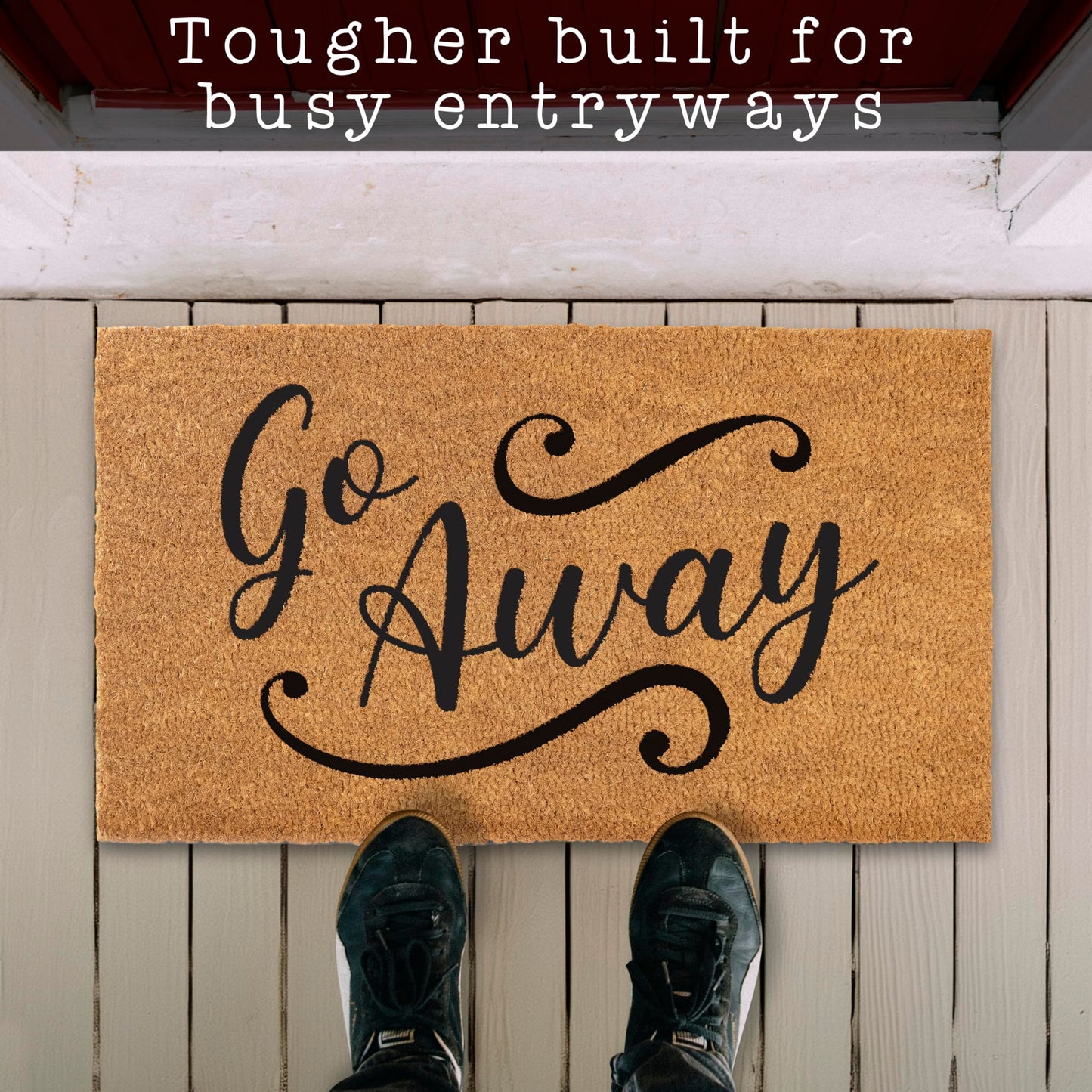 Go Away Doormat, 30x17 Inch, Funny Door Mat Outdoor, Go Away Front Door Mat, Unwelcome Mat, Farmhouse Style
