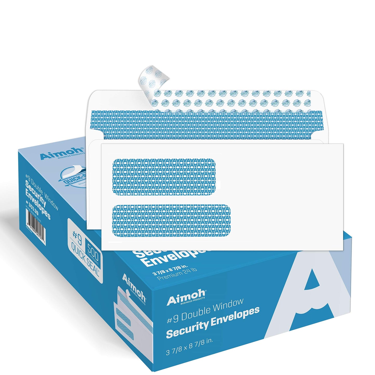 500#9 Double Window SELF Seal Security Envelopes - for Invoices, Statements & Documents, Security Tinted - Size 3-7/8 x 8-7/8-24 LB - 500 Count (30139)