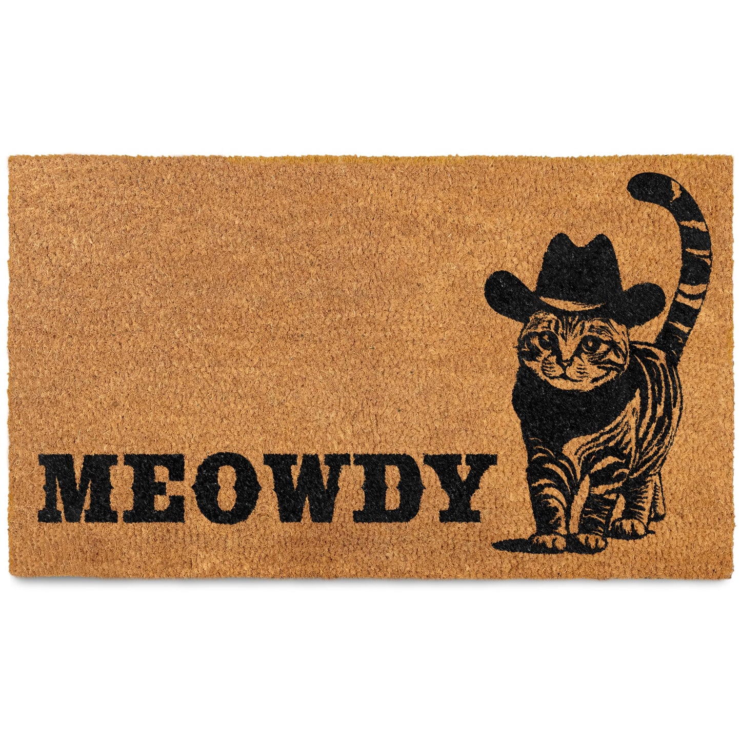Meowdy Doormat 30x17 Inch, Cat Front Door Mat for Covered Area, Black Cat Welcome Mats for Front Door Gift, Coir Doormat
