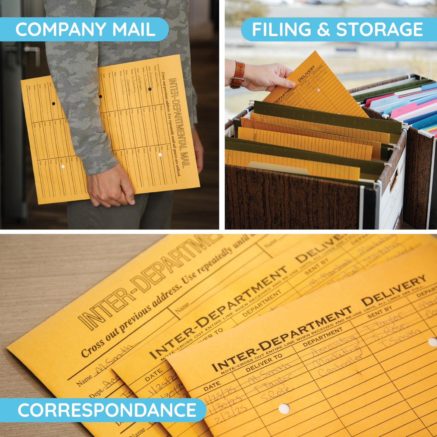 Blue Summit Inter-Department Envelopes, String Tie, Brown Kraft, 12 x 16 Inches – 25 Envelopes