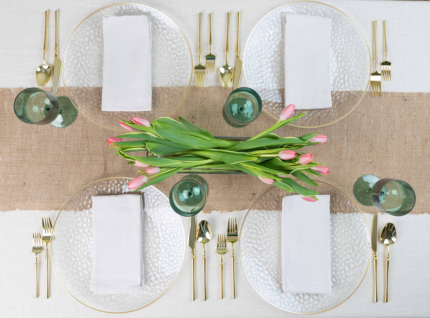 [Clear Hammered With Gold Rim 8 Pack] 13'' Charger Plates Clear Hammered With Gold Rim Plastic Heavy Duty Disposable Dinner Chargers Serveware Dishes Platters Tableware for parties, Weddings