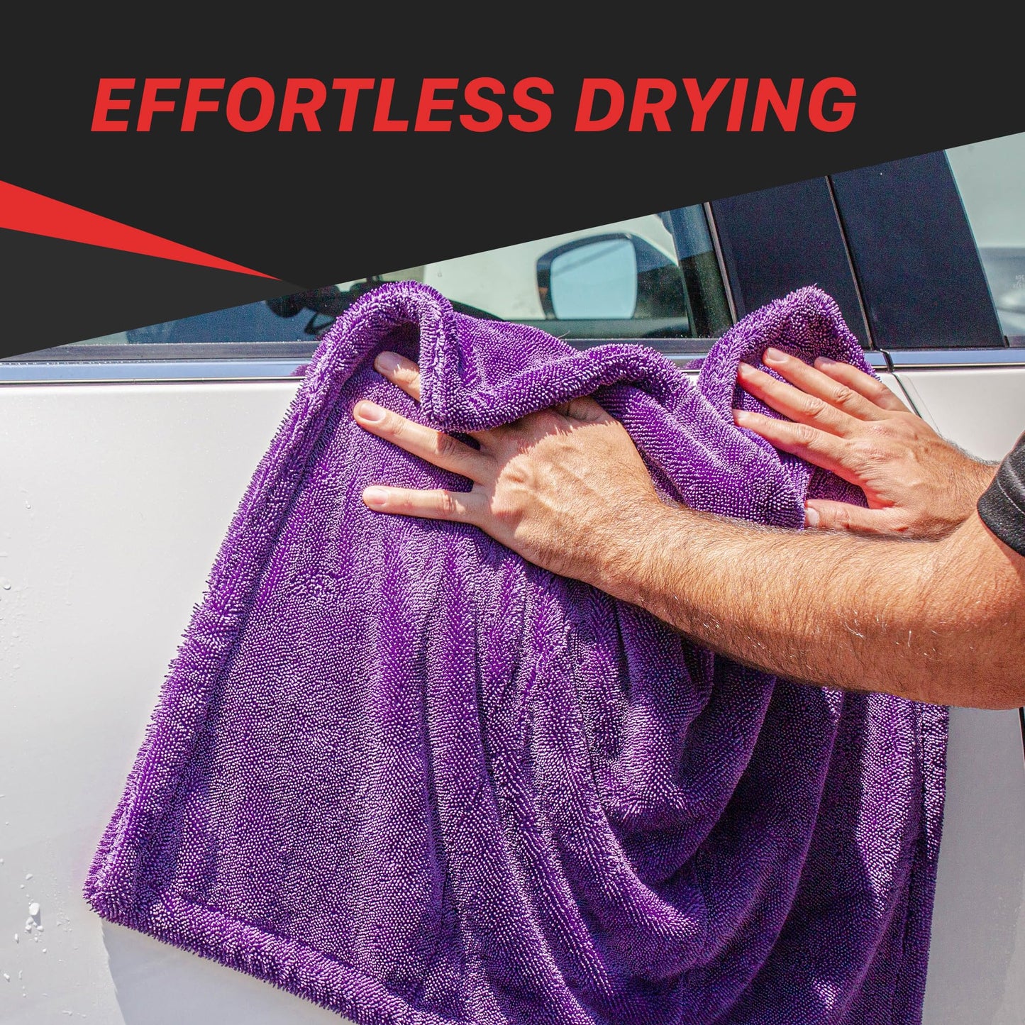Maxshine | Duo Twisted Loop Drying Towel | 24"x36", 1200GSM Microfiber, Edgeless | Washable, Reusable, Long Service Life | Absorbent Car Drying Towel