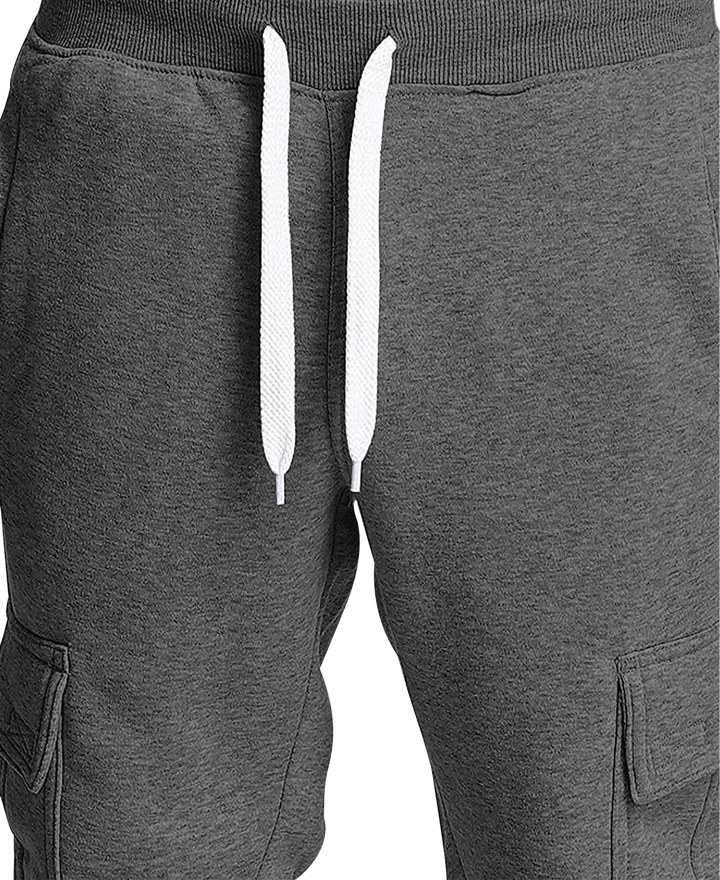 Southpole Men's Active Basic Jogger Fleece Cargo Pants, Heather Charcoal, Large
