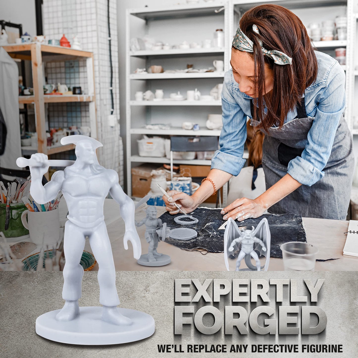 38 Miniatures Fantasy Tabletop RPG Figures for Dungeons and Dragons, Pathfinder Roleplaying Games. 28MM Scaled Miniatures, 10 Unique Designs, Bulk Unpainted, Great for D&D/DND