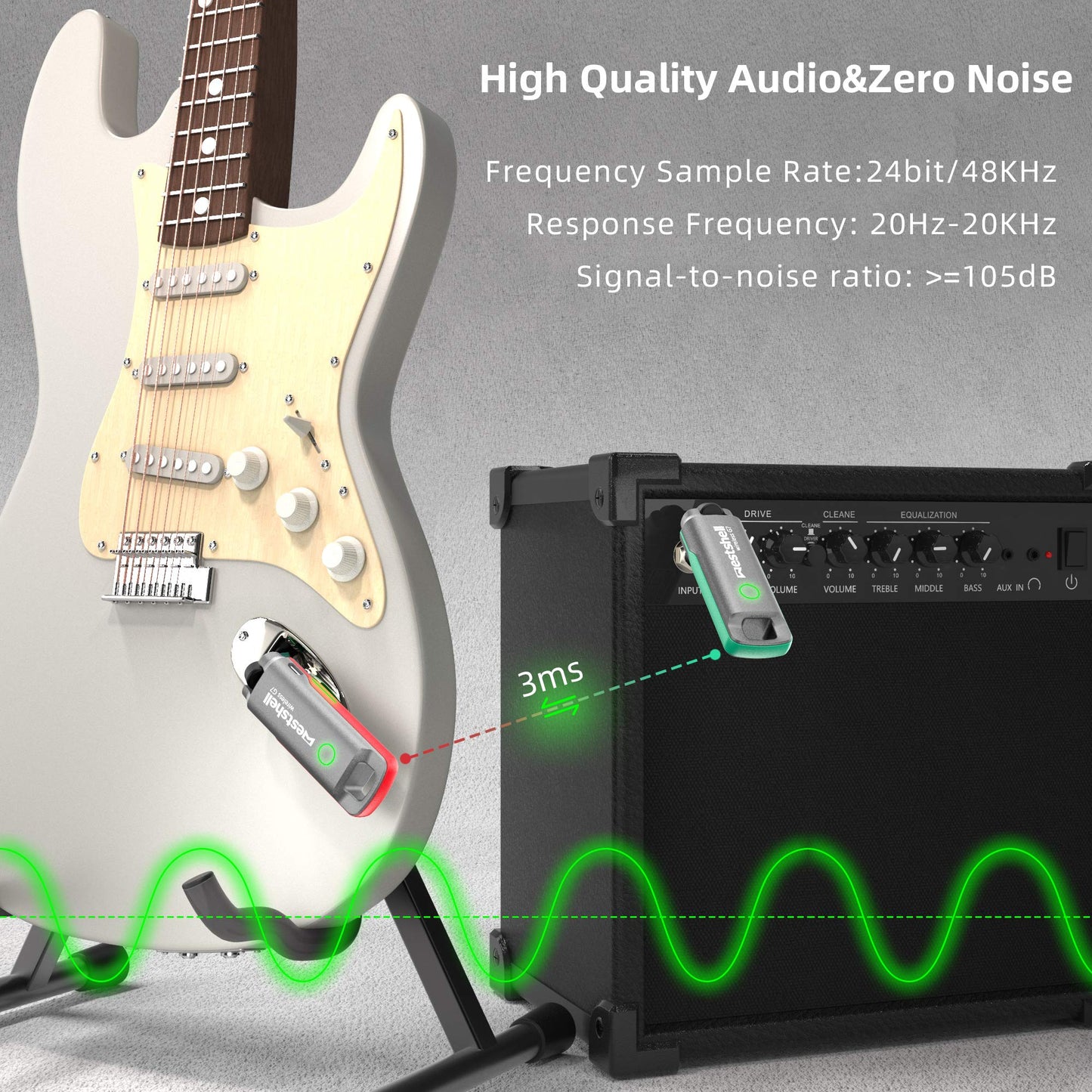 Westshell Wireless Guitar System Wireless Guitar Transmitter Receiver for Electronic Instrument Guitar Amp Digital Electric Acoustic Bass Guitar Accessories