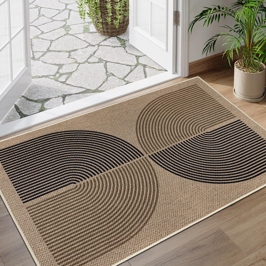 Capslpad Indoor Doormat 32"x48", Non-Slip Absorbent Dirt Resist Front Back Door Mat, Modern Easy Jute Entrance Door Mat, Washable Low-Profile Geometric Inside Floor Mats for Entryway, Nature