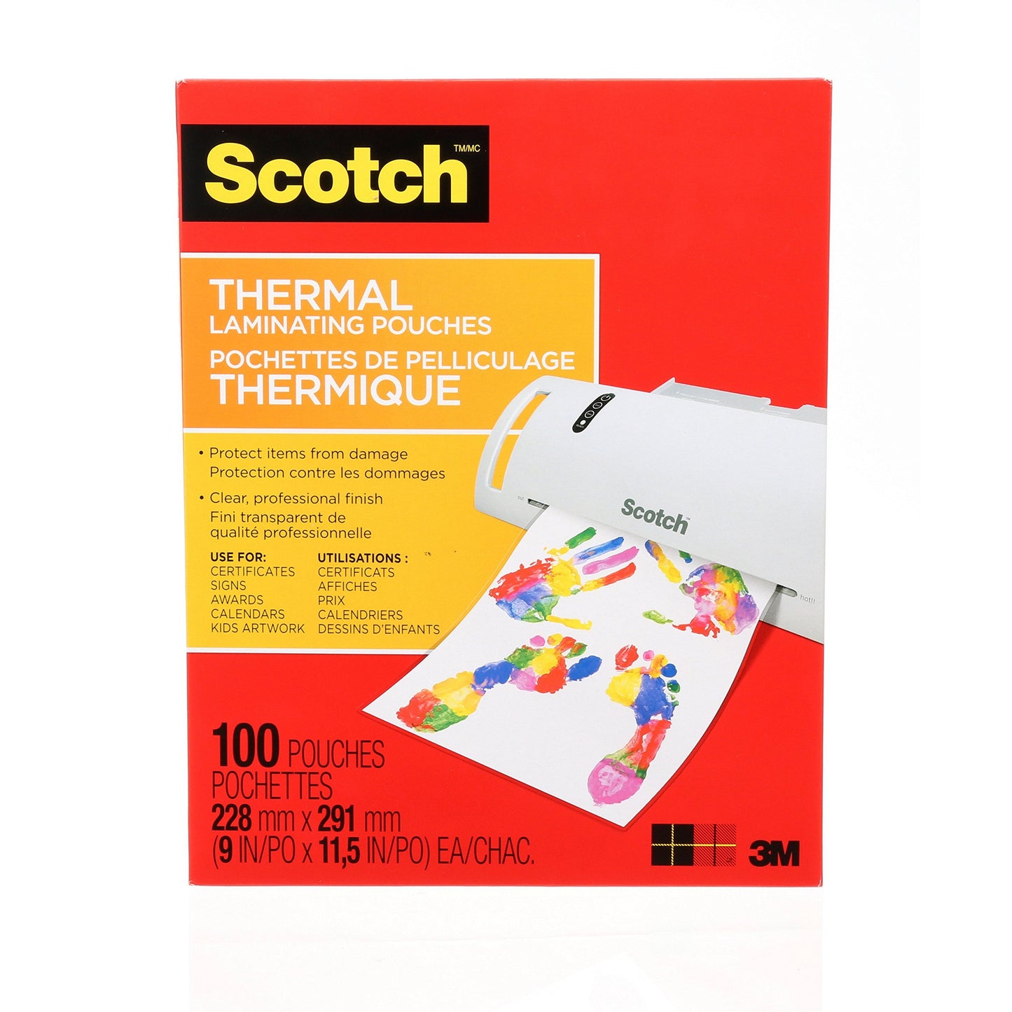Scotch Thermal Laminating Sheets, Ideal Office or School Supplies, 9 in x 11.5 in, 3-Mil Thick, 100 Laminating Pouches