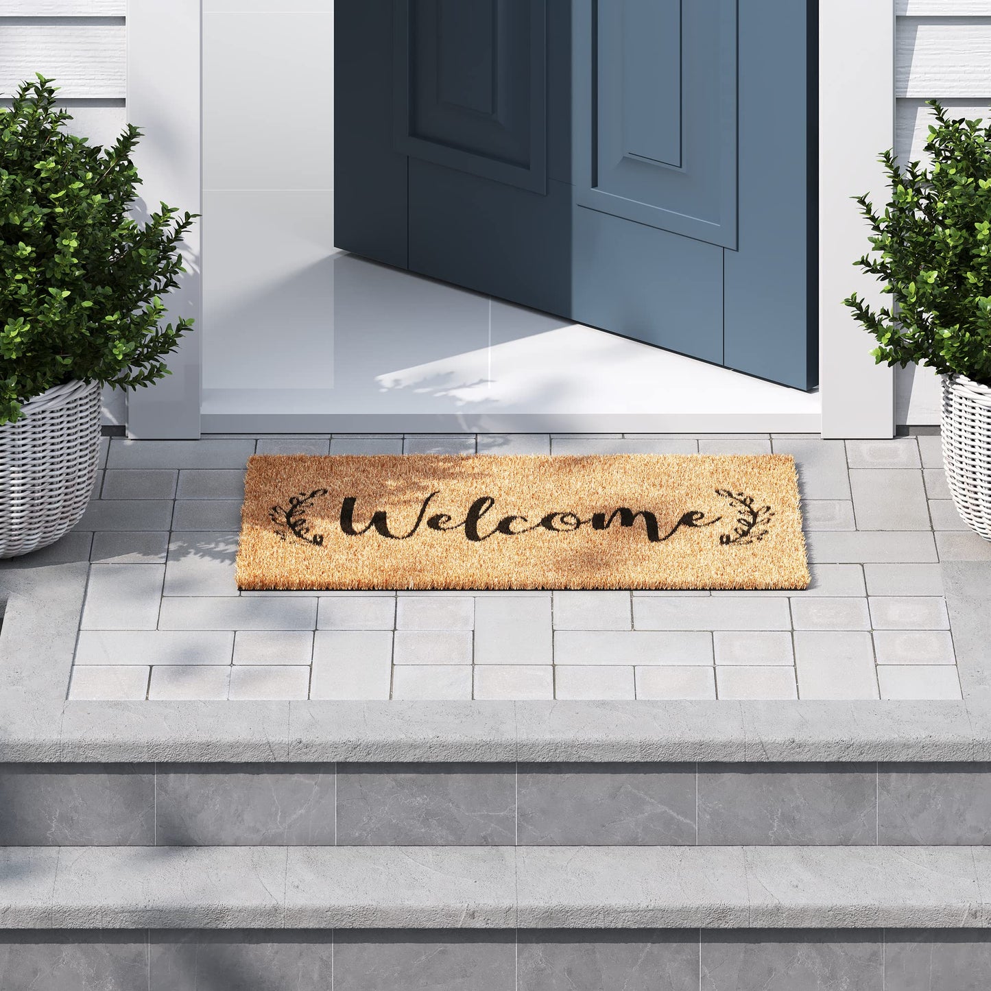 Barnyard Designs Doormat Welcome Mat for Outdoors, Large Front Door Entrance Mat, 76 x 43cm, Brown (Welcome)