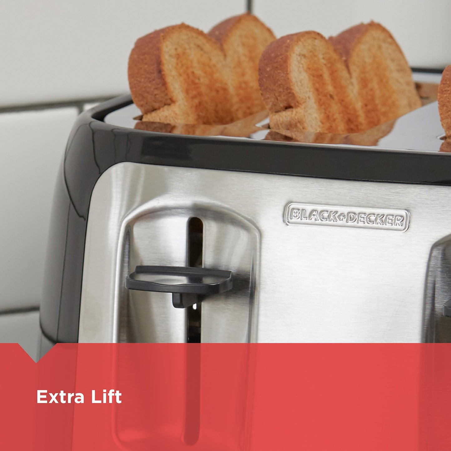BLACK+DECKER Toaster, 4 Slice, Extra Wide Slots for Bagels and Artisan Breads, Black, TR1478BD