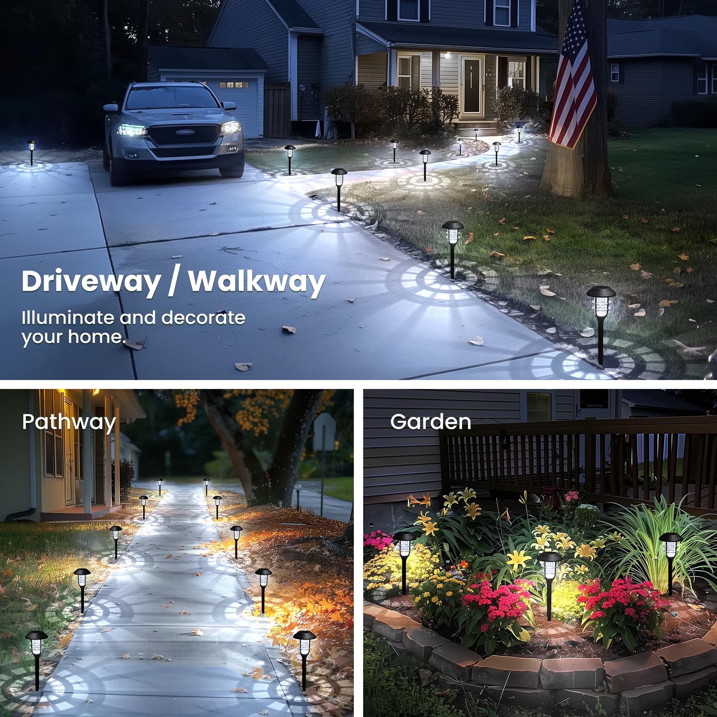 SOLPEX Solar Lights for Outside, Solar Outdoor Lights 8 Pack, Up to 10 Hrs Auto On/Off Garden Lights Waterproof, Solar Powered Landscape Lighting for Yard, Garden, Walkway-(Cold White)