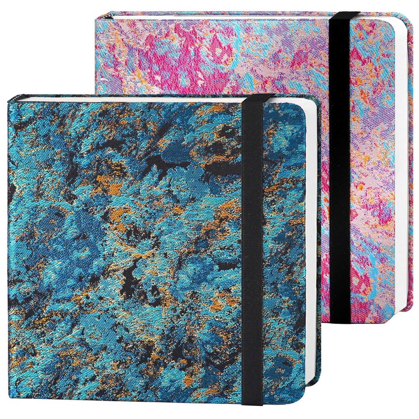 Funto Watercolour Journal, 6.3x6.3", 2 PACK, 24 Sheets Each, 100% Cotton Cold Press, 300gsm/140lb, Inner Paper Pocket, Art Supplies for Mixed Media